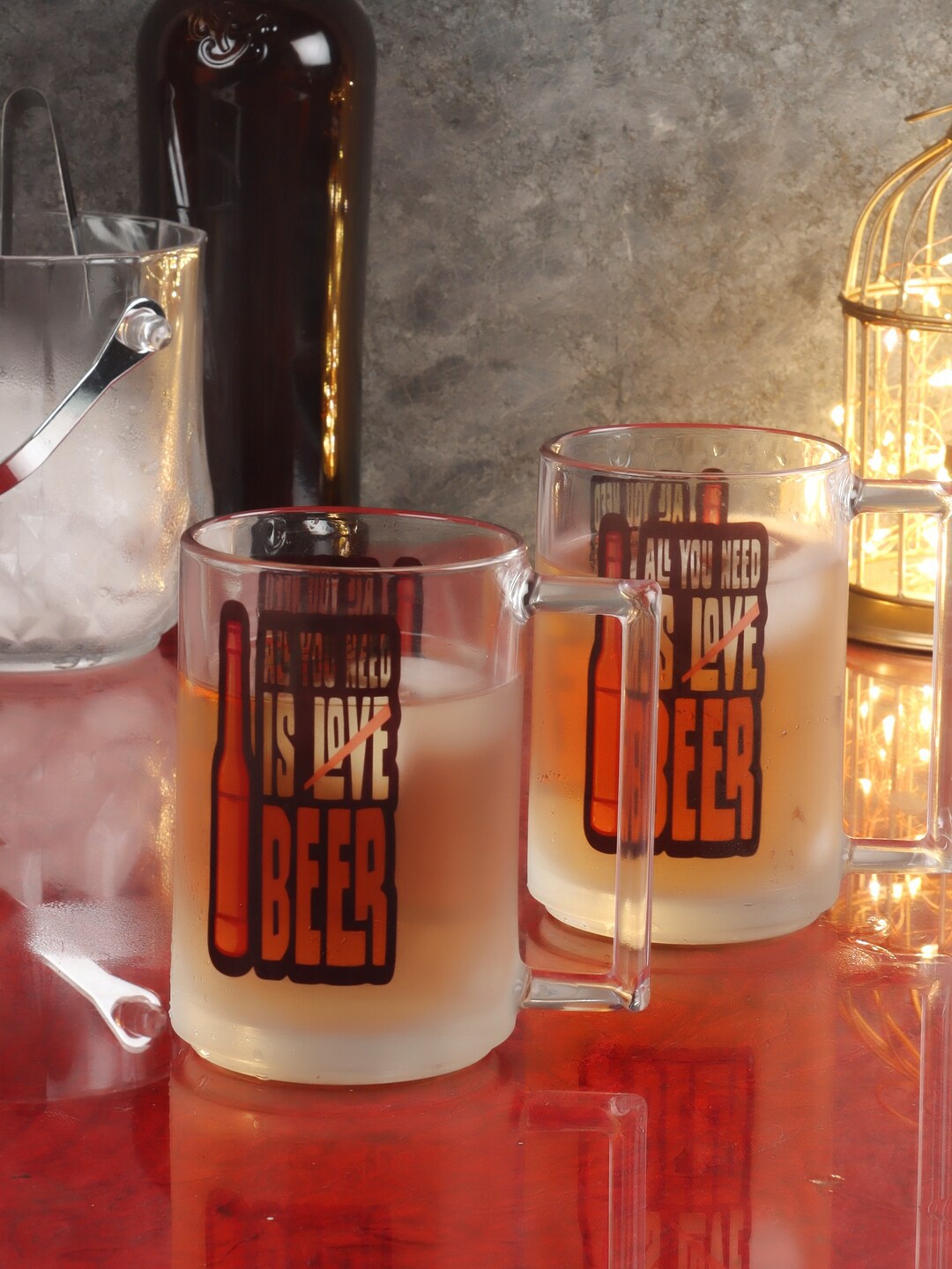 

ceradeco Set of 2 Transparent Printed Mugs 400ml each