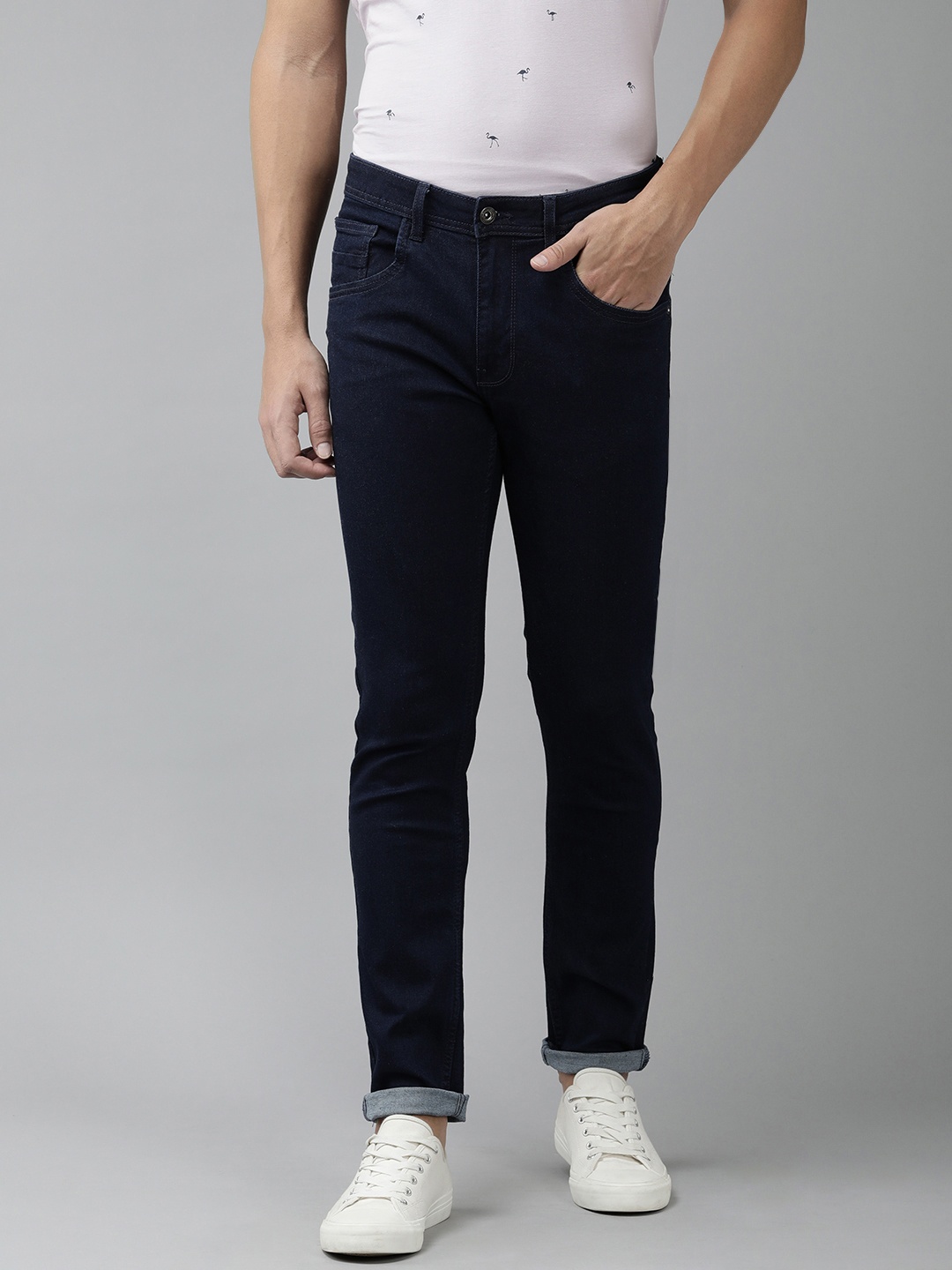 

VAN HEUSEN DENIM LABS Men Navy Blue Super Skinny Fit Stretchable Jeans