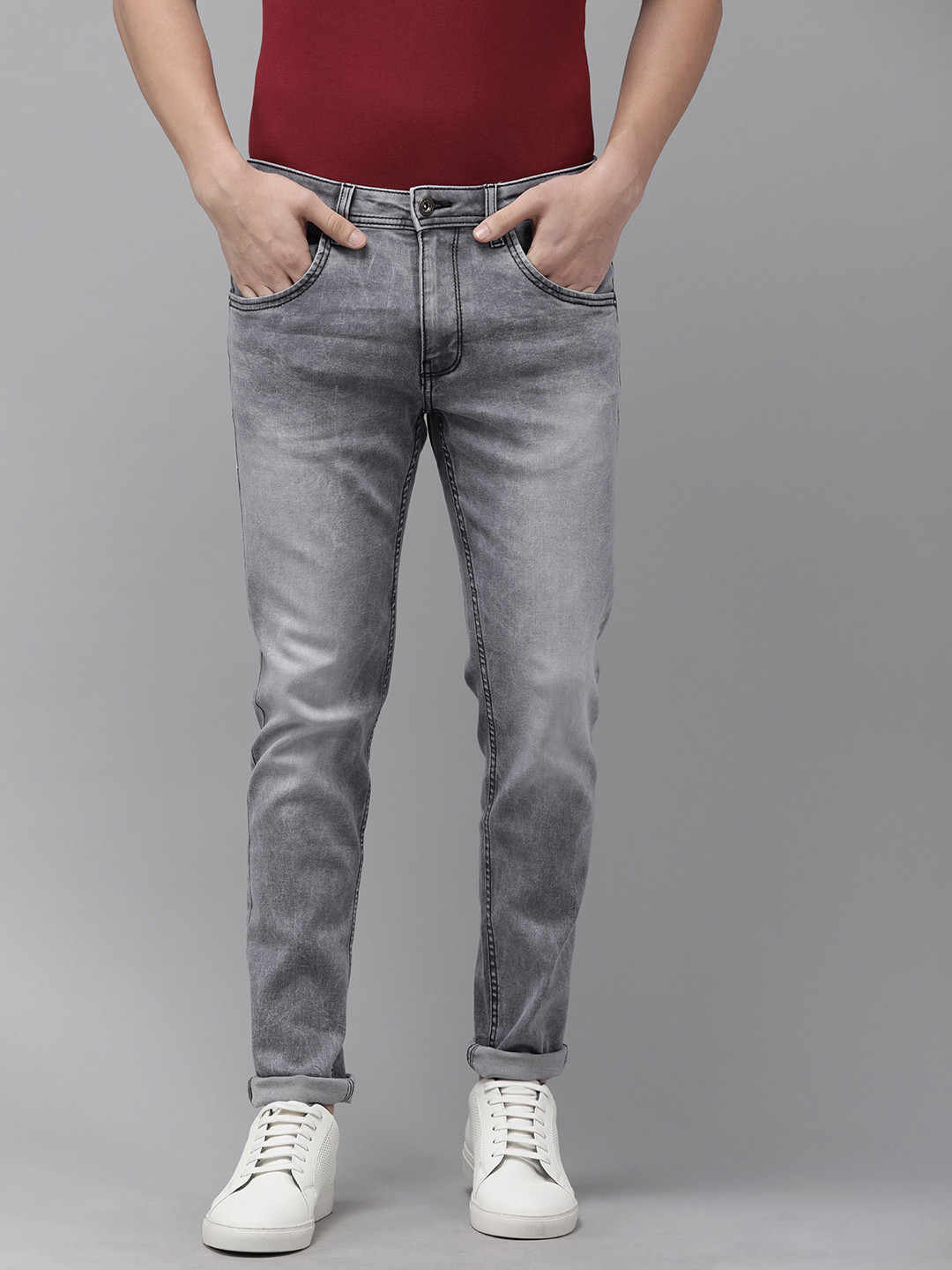 

VAN HEUSEN DENIM LABS Men Rock Skinny Fit Light Fade Stretchable Mid-Rise Jeans, Grey