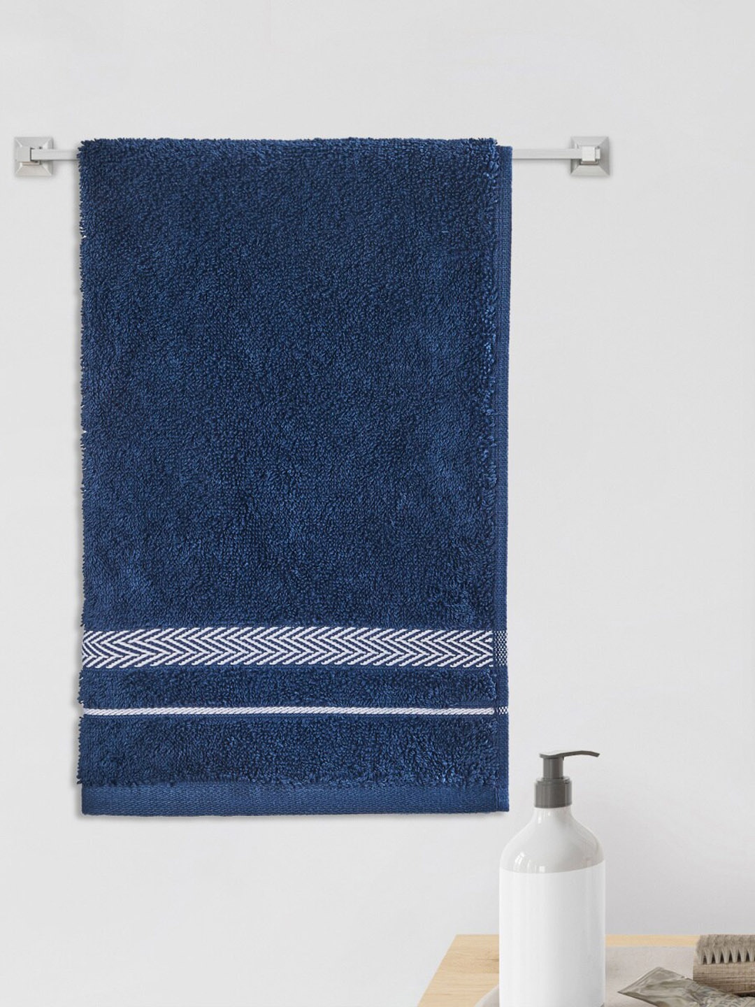 

Home Centre Colour Connect-Essence Blue Textured Cotton Hand Towel - 60x40cm