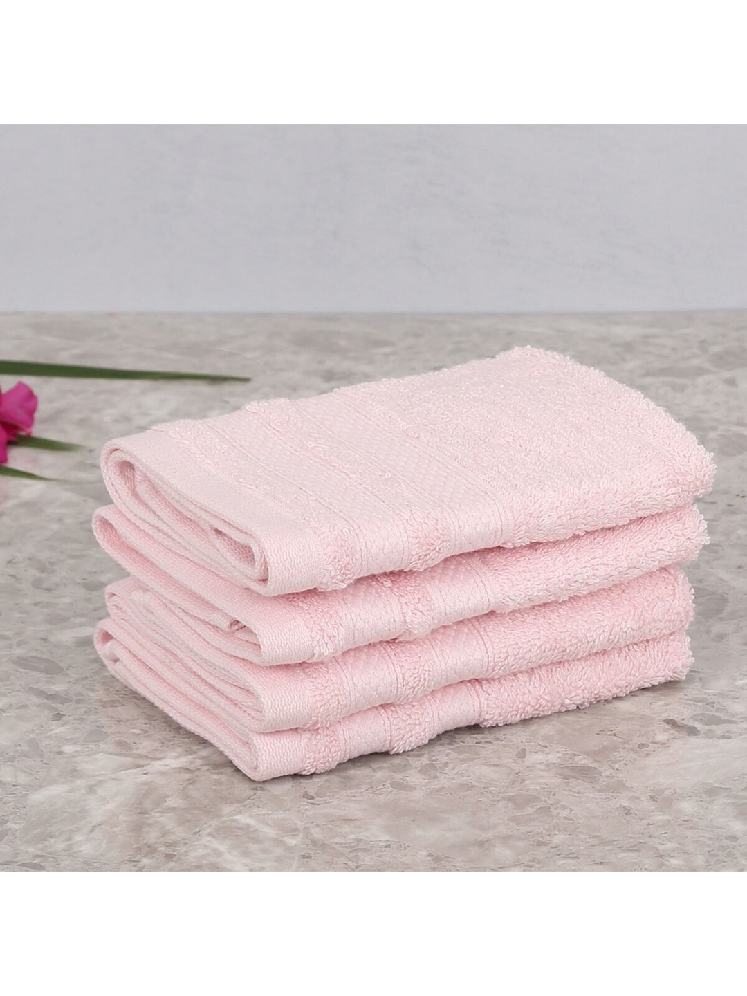 

Home Centre Unisex Pack Of 4 Pink Solid 500 GSM Cotton Face Towels