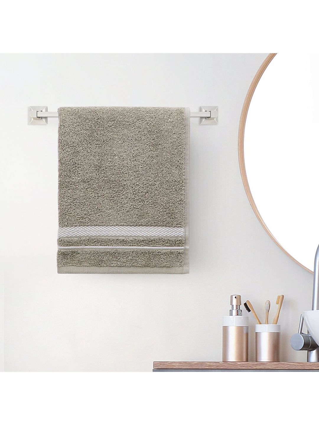 

Home Centre Colour Connect-Essence Grey Textured Cotton Hand Towel