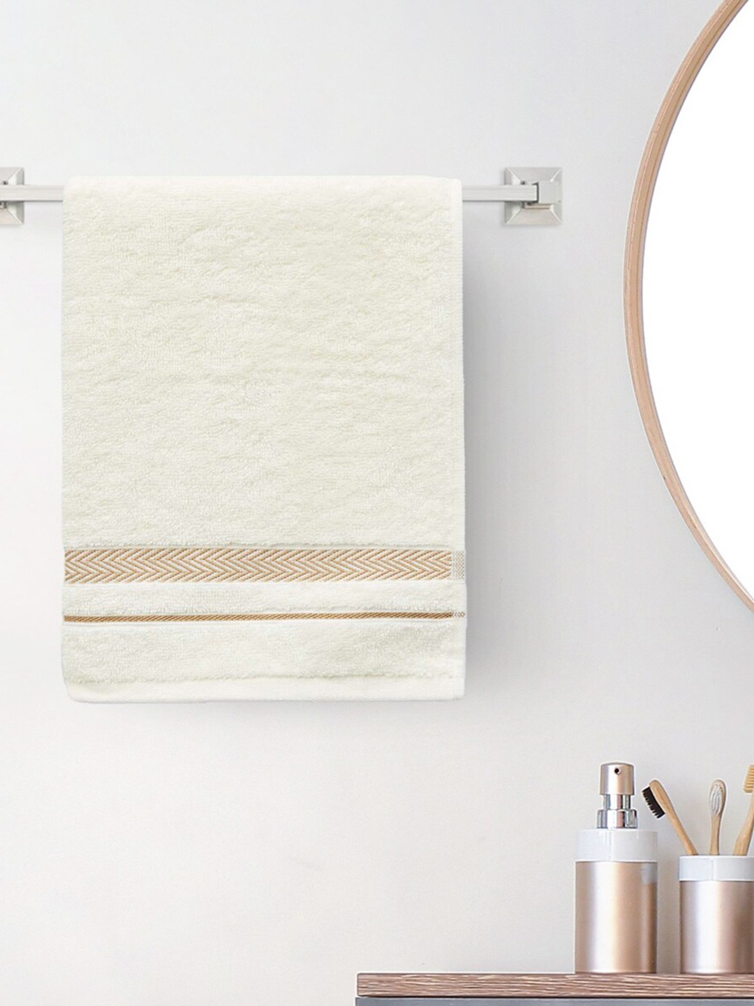 

Home Centre Colour Connect Essence Off-White Textured Cotton Hand Towel