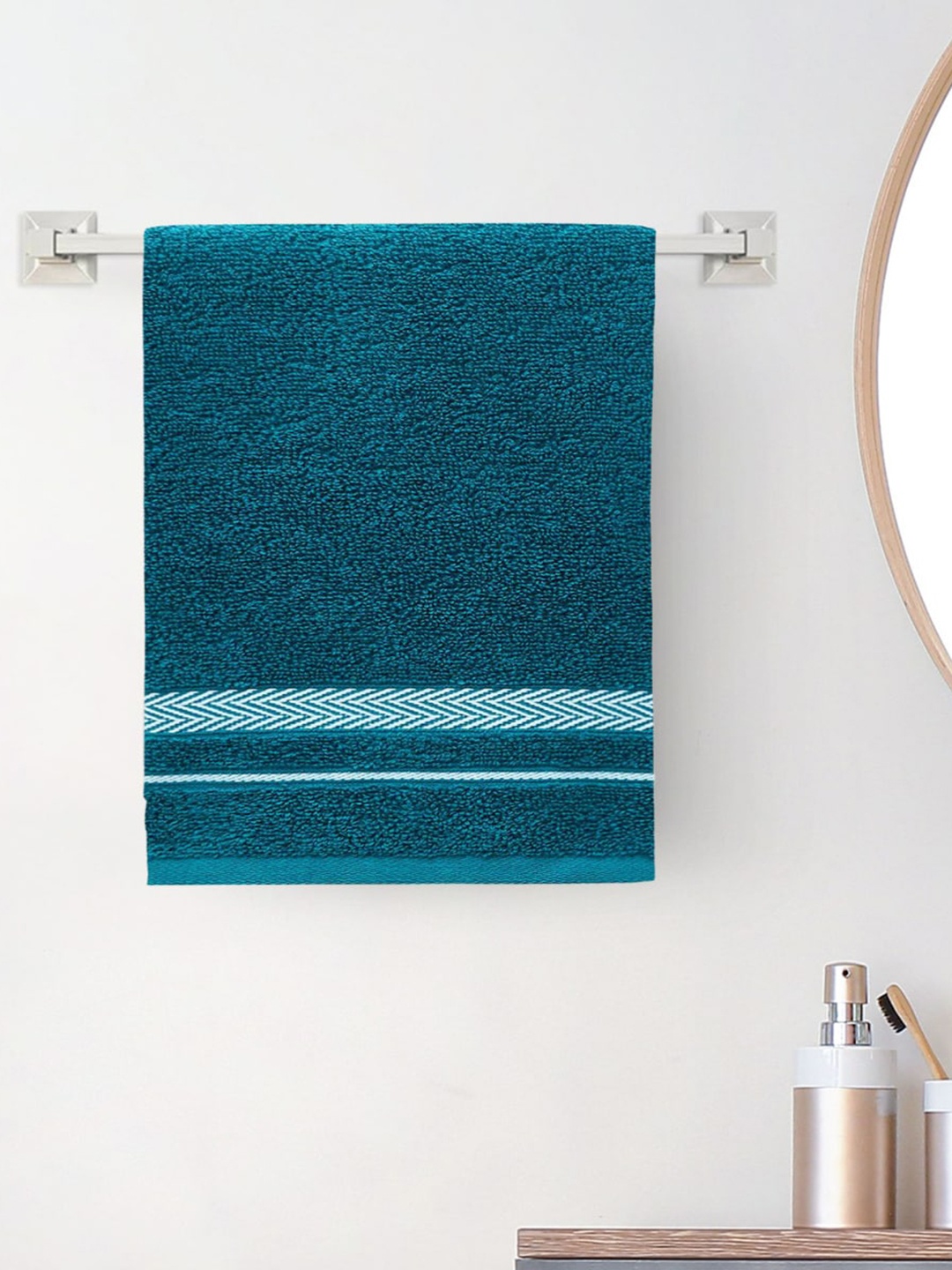

Home Centre Colour Connect-Essence Teal Textured Cotton Hand Towel
