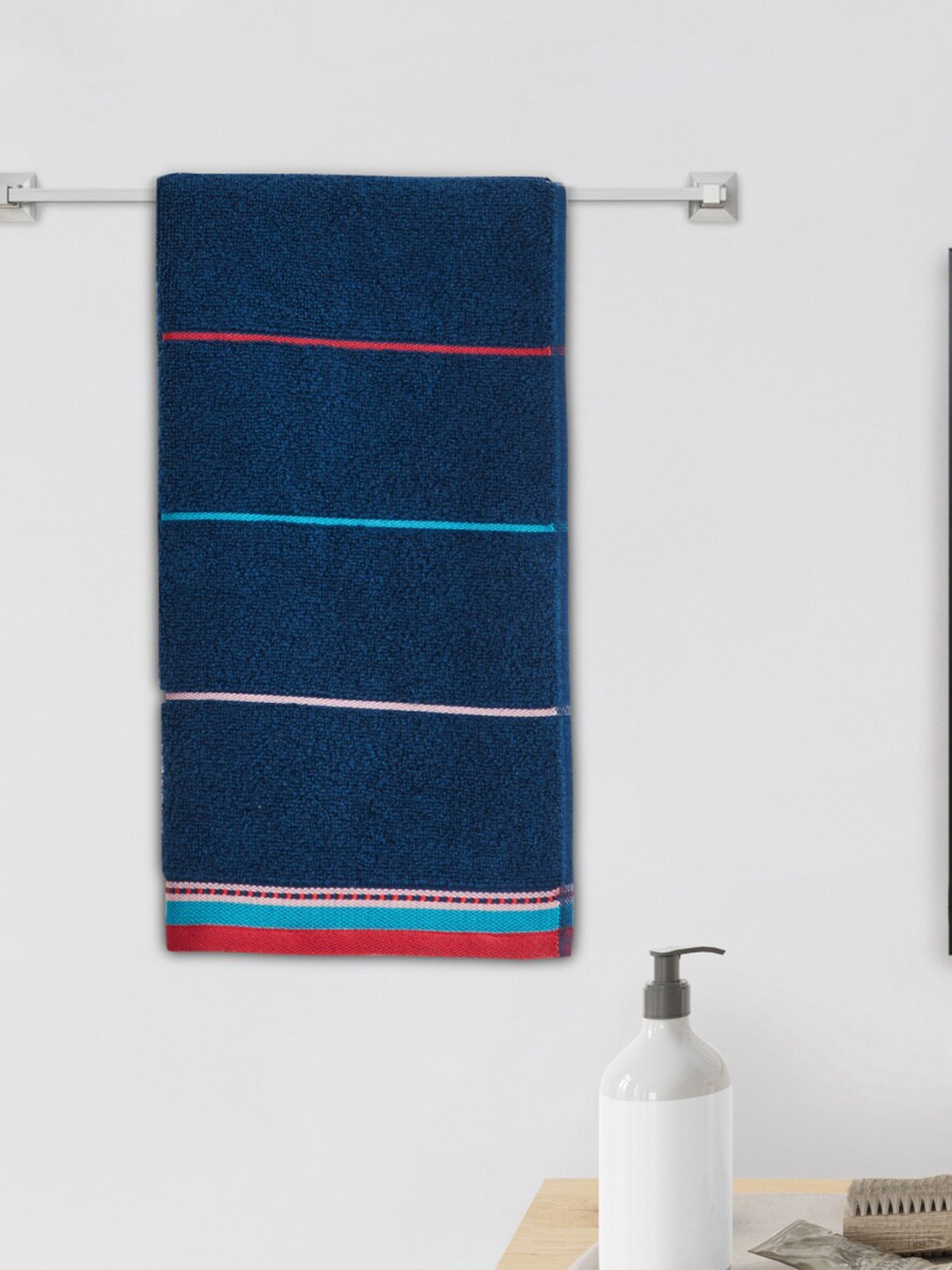 

Home Centre Medley Bohemian Blue Striped Cotton Hand Towel