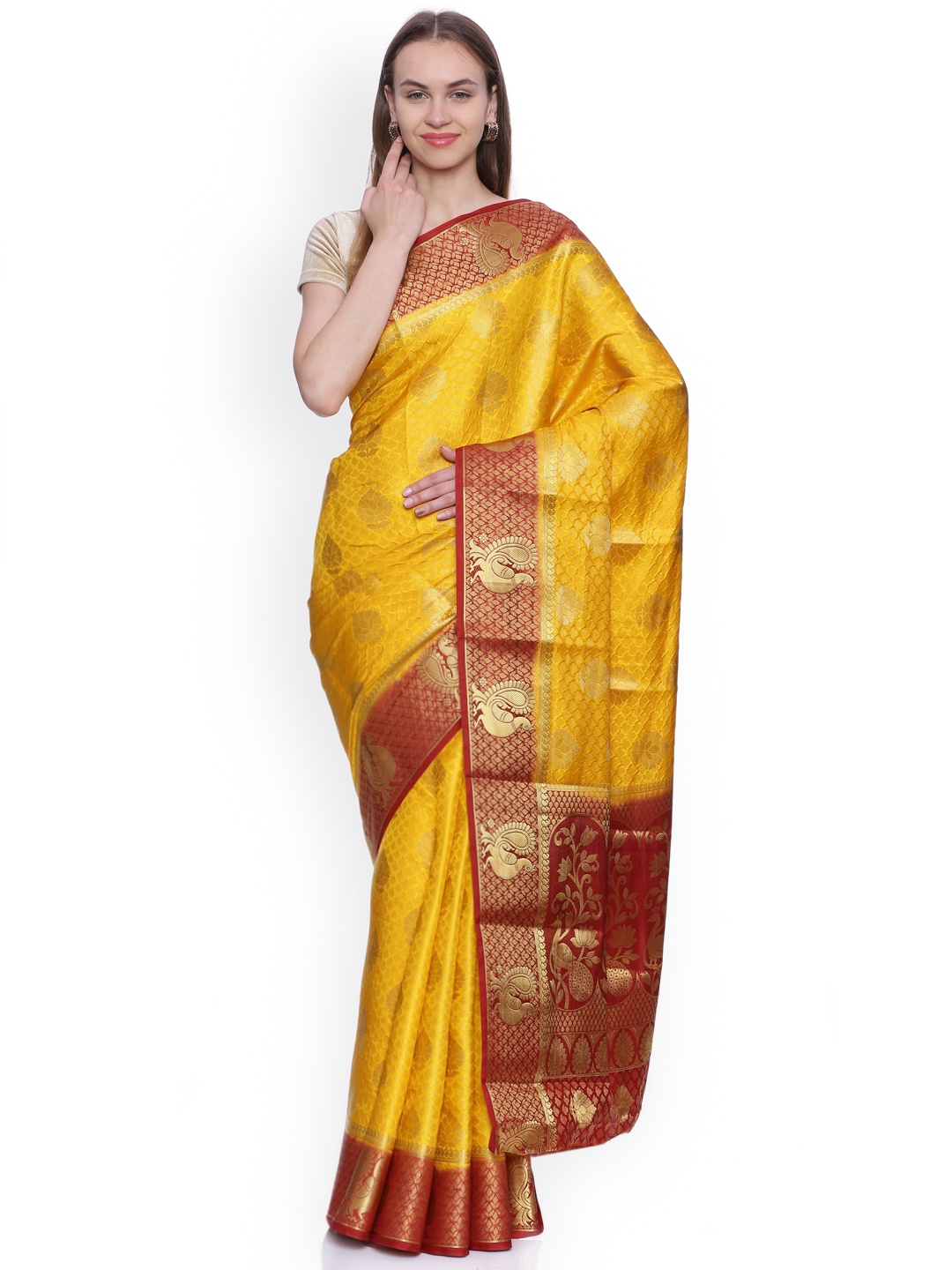 

MIMOSA Maroon Art Silk Woven Design Kanjeevaram Saree