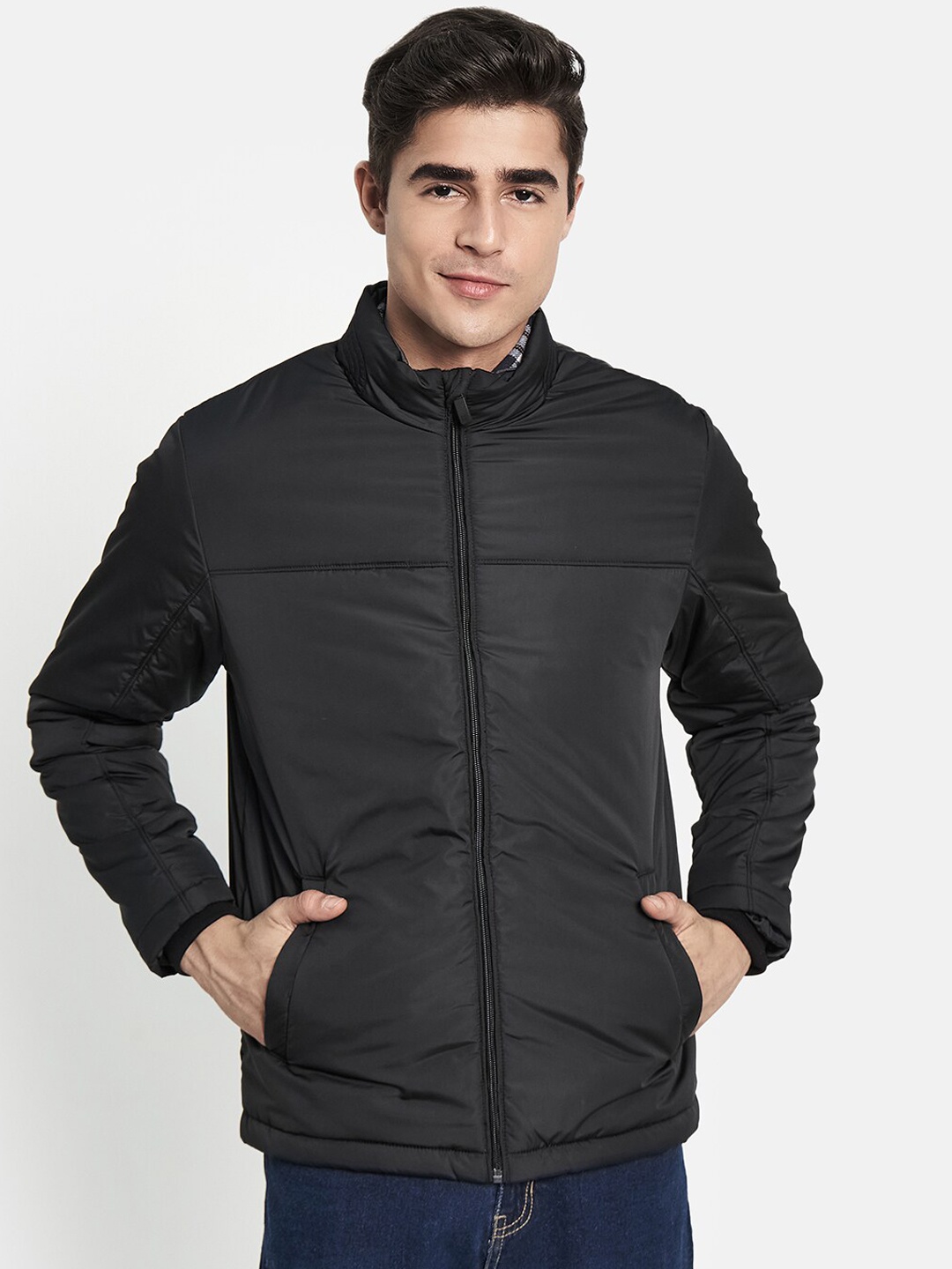 

METTLE Men Black Padded Jacket