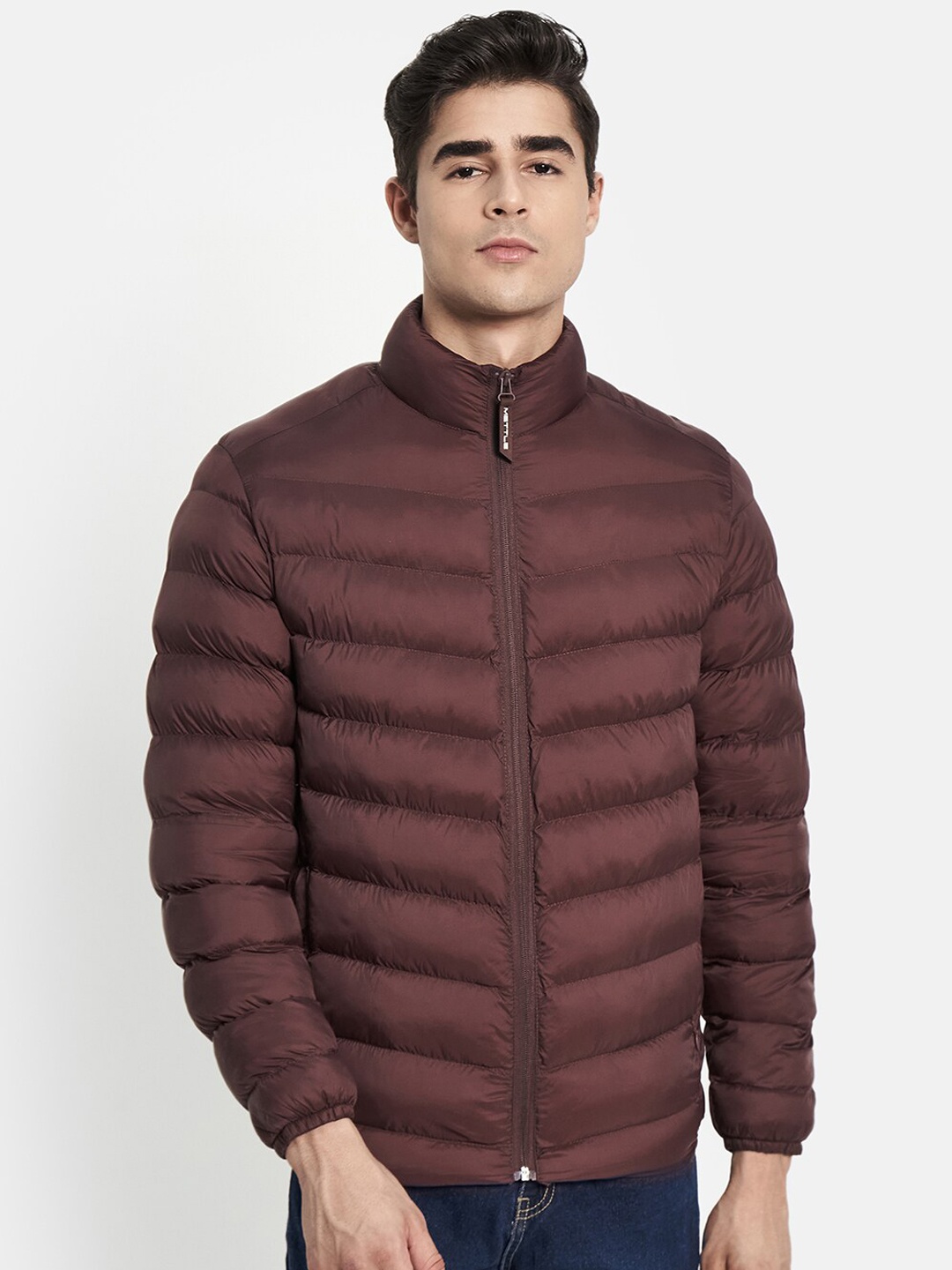 

METTLE Men Maroon Longline Puffer Jacket