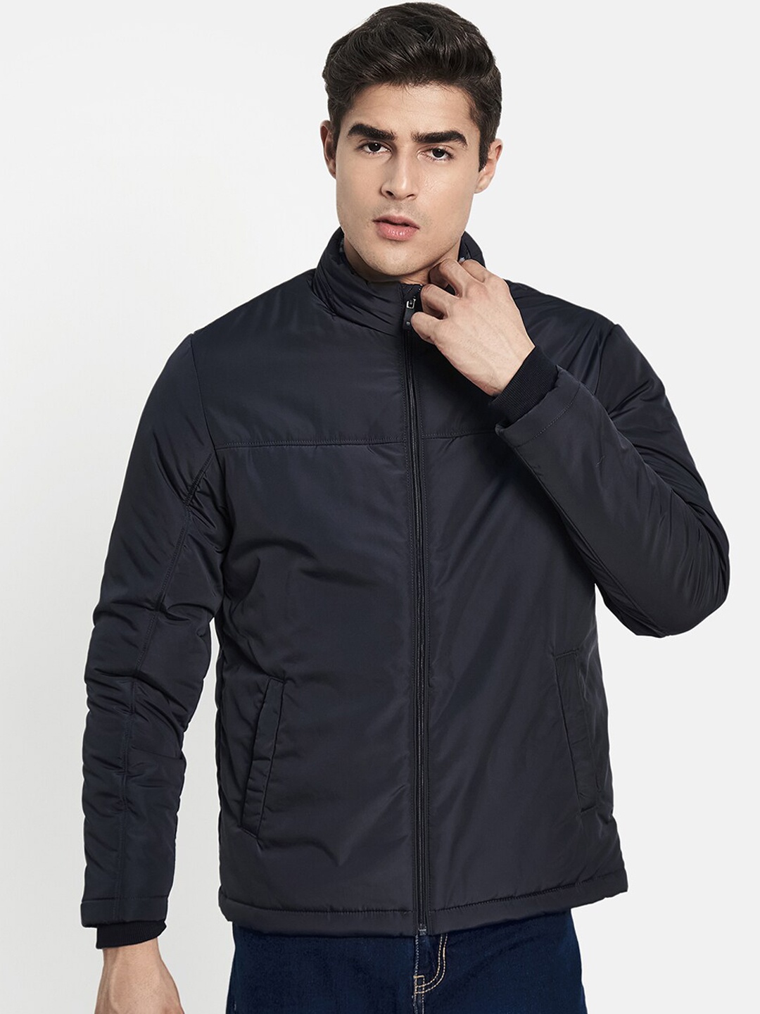 

METTLE Men Navy Blue Padded Jacket