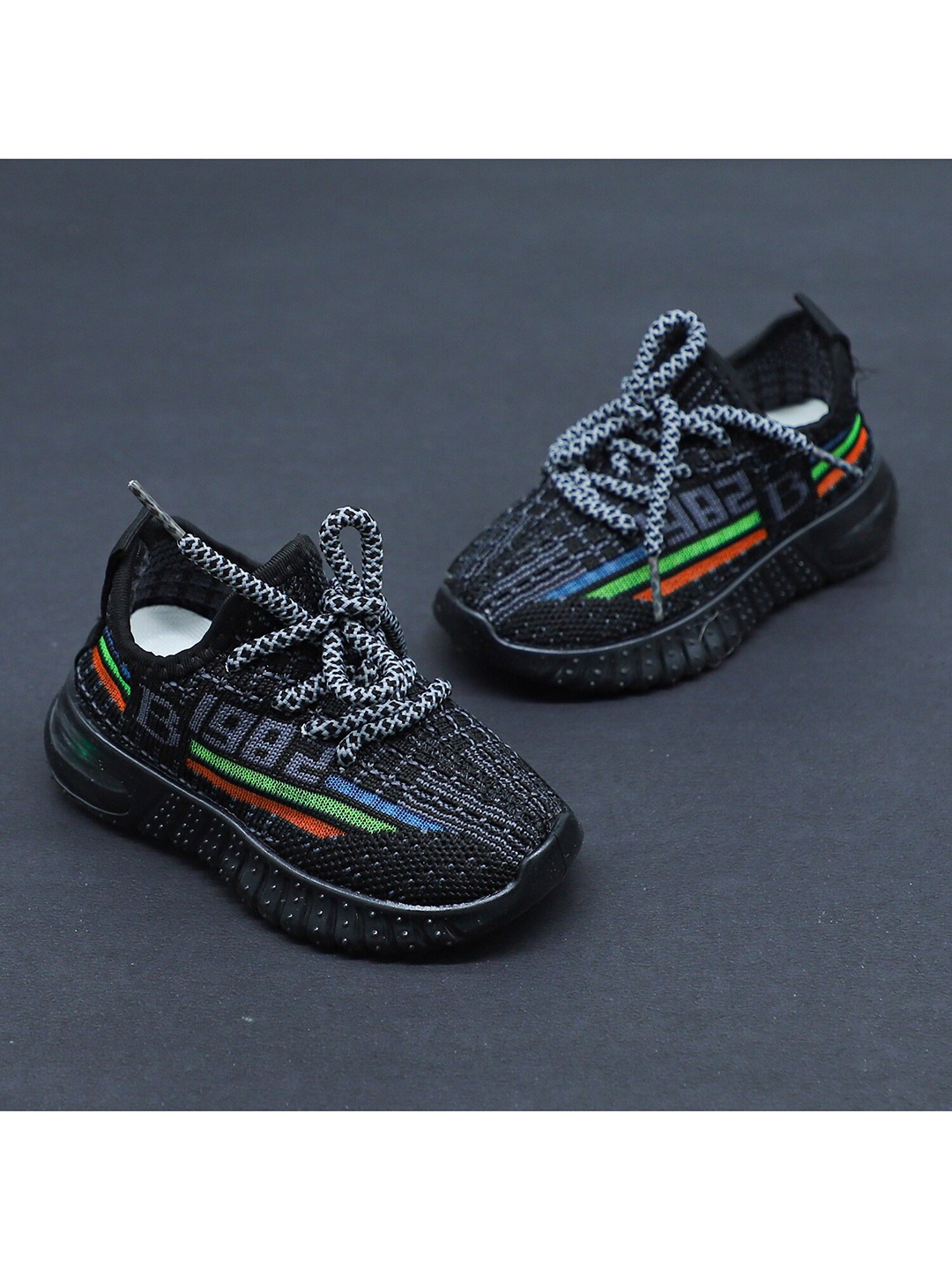 

FEETWELL SHOES Kids Black Woven Design Sneakers