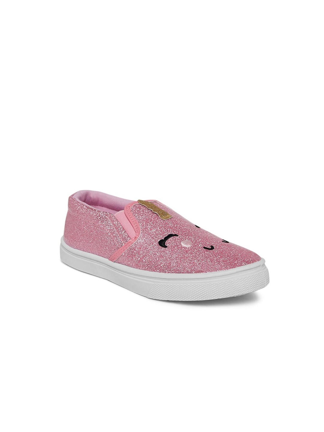 

Pantaloons Junior Girls Pink Textured PU Slip-On Sneakers