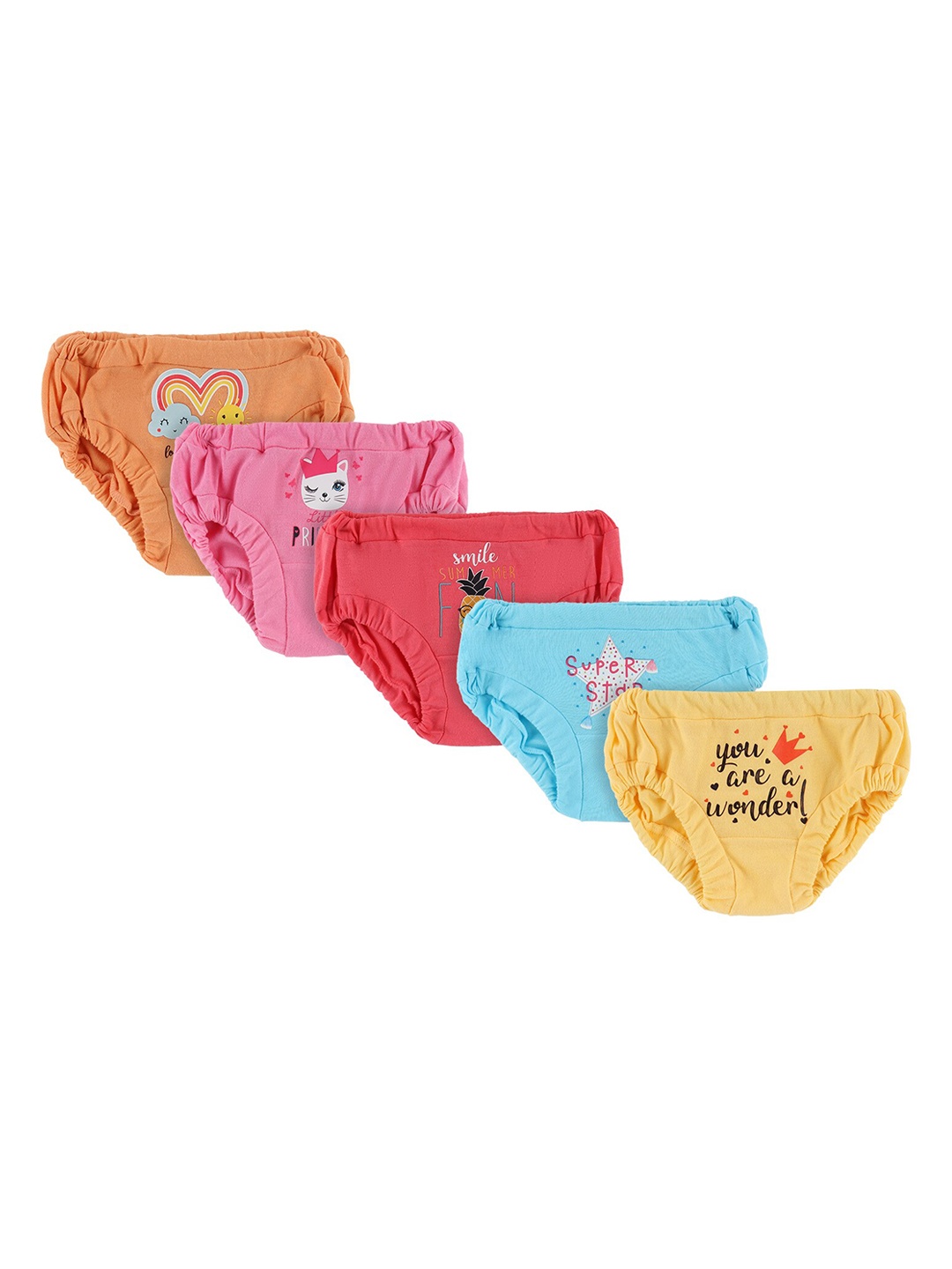 

Bodycare Kids Girls Pack Of 5 Assorted Cotton Hipster Briefs
