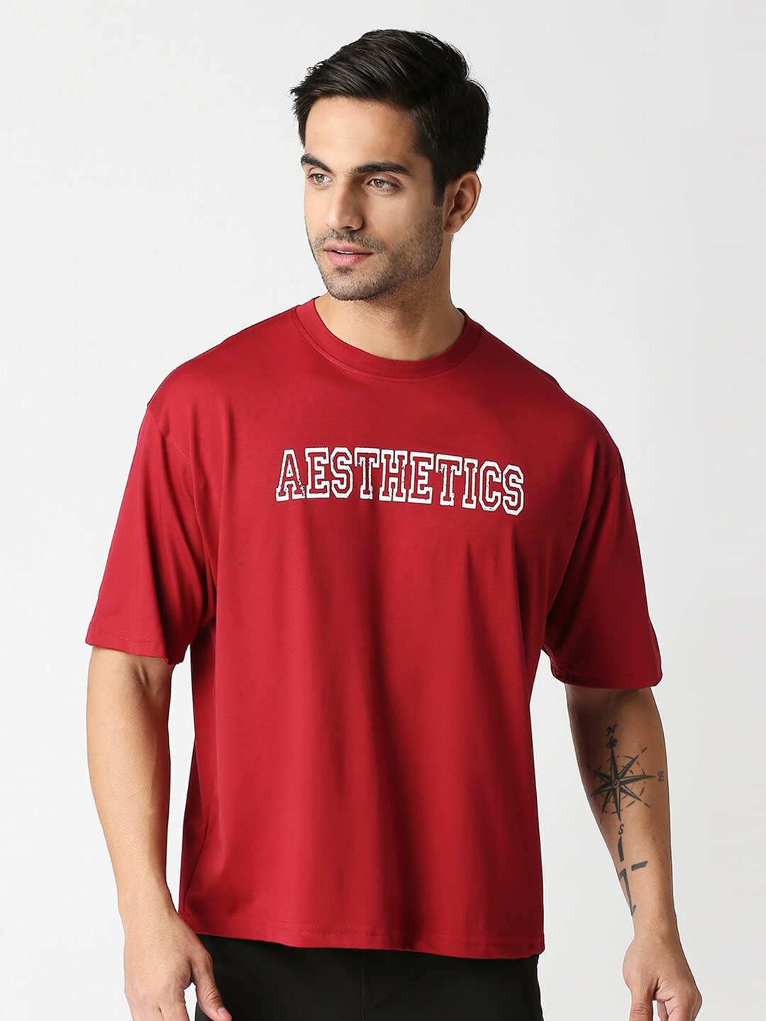

Men Tencel Oversized T-shirt, Maroon