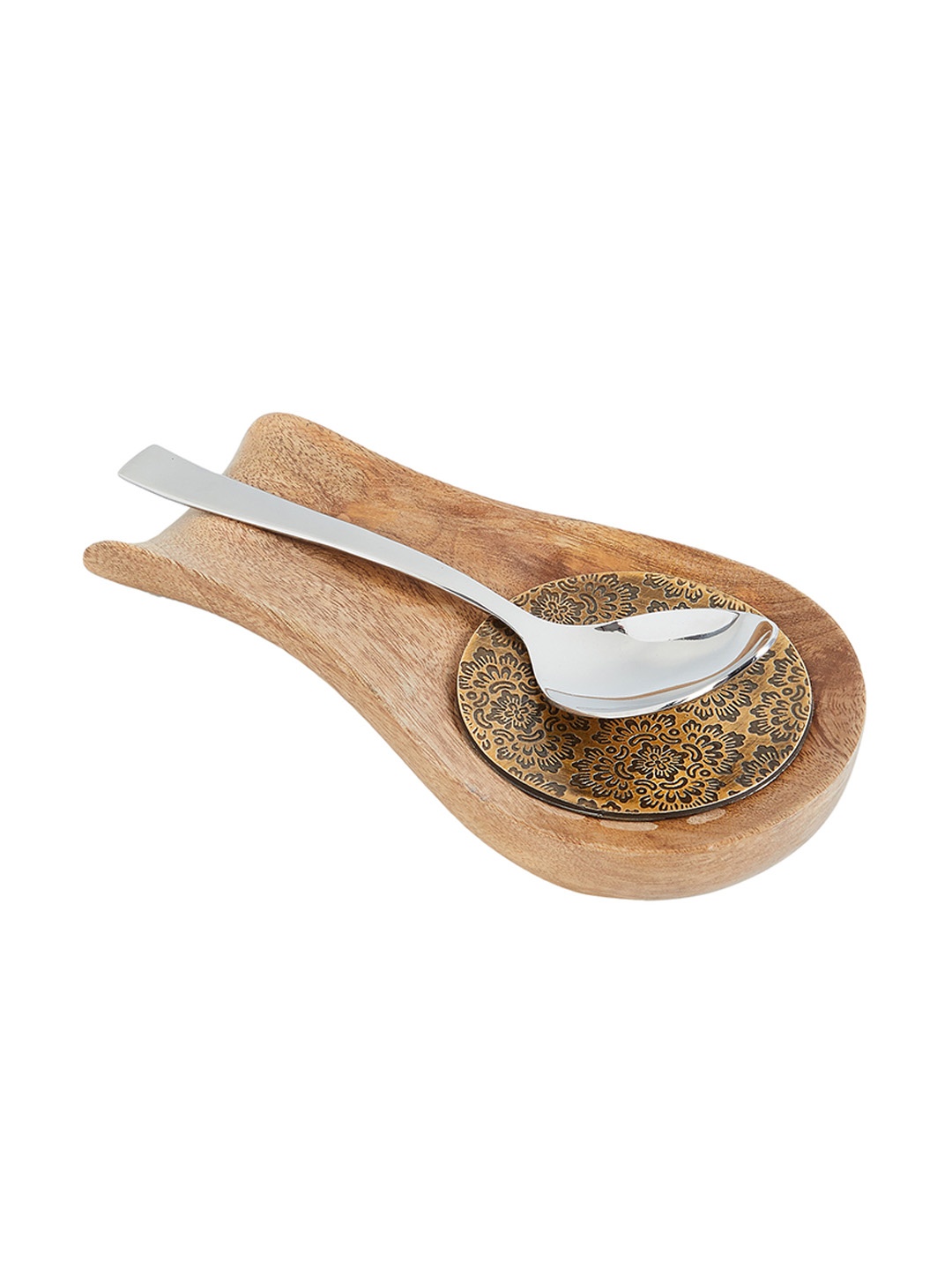 

Home Centre Brown Textured Wood Spoon Rest