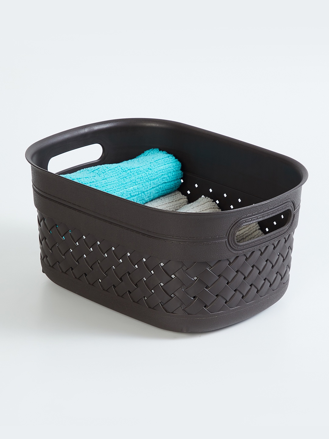 

Home Centre Wilton Stitch Brown Textured Polypropylene Laundry Basket
