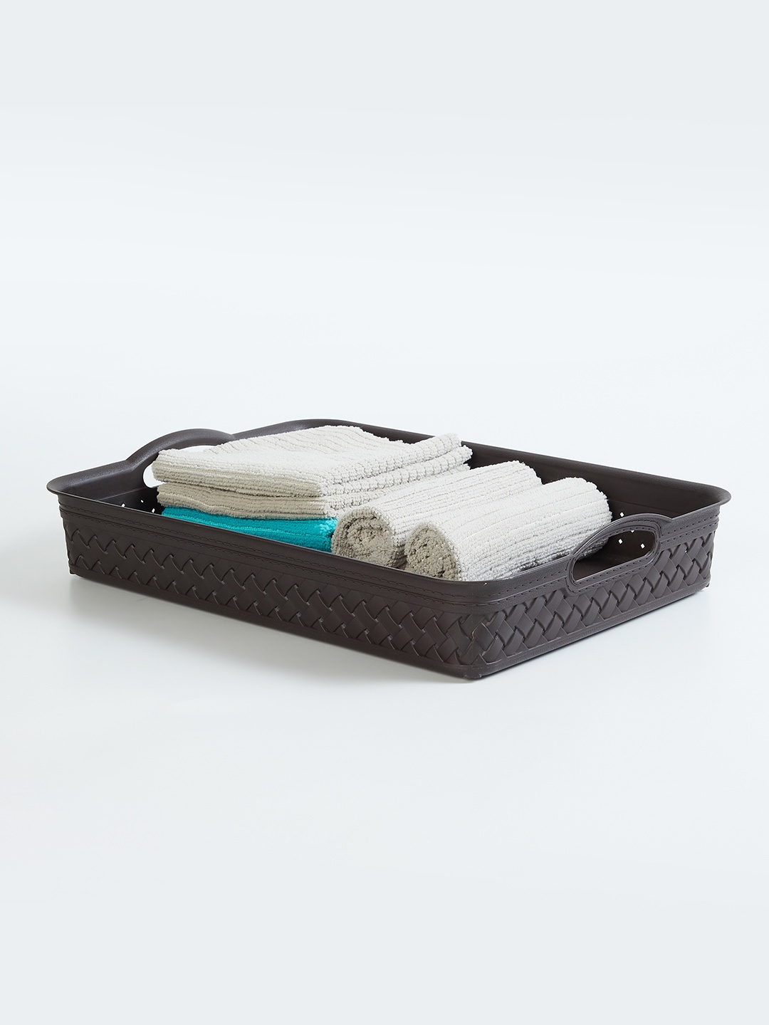

Home Centre Wilton Stitch Brown Solid Polypropelene Storage Basket