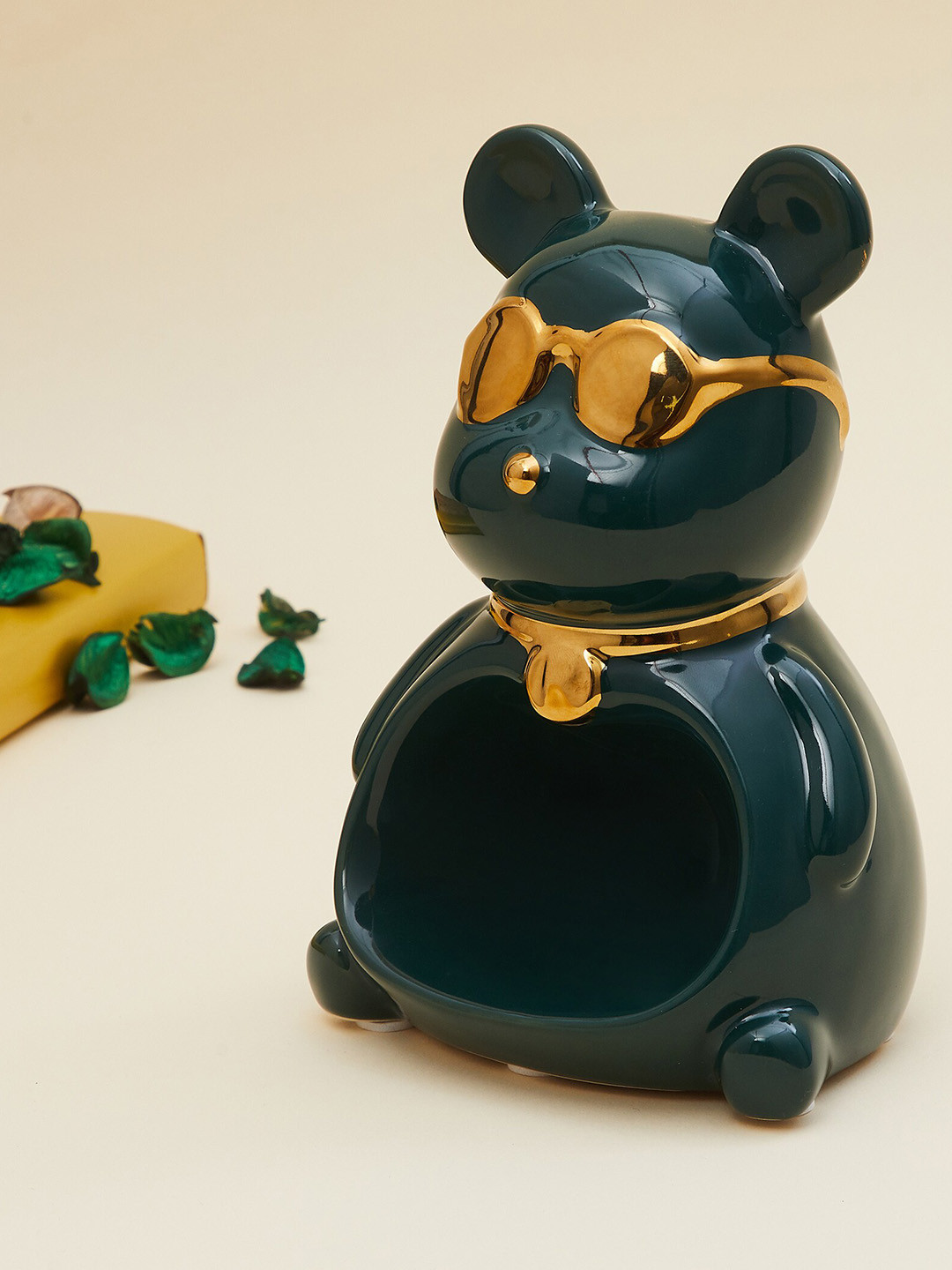 

Home Centre Souvenir Ceramic Bear Figurine Mobile Holder, Green