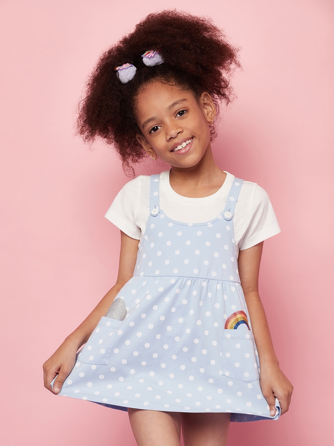 

SPUNKIES Kids Girls Blue Pinafore Dungarees Dress