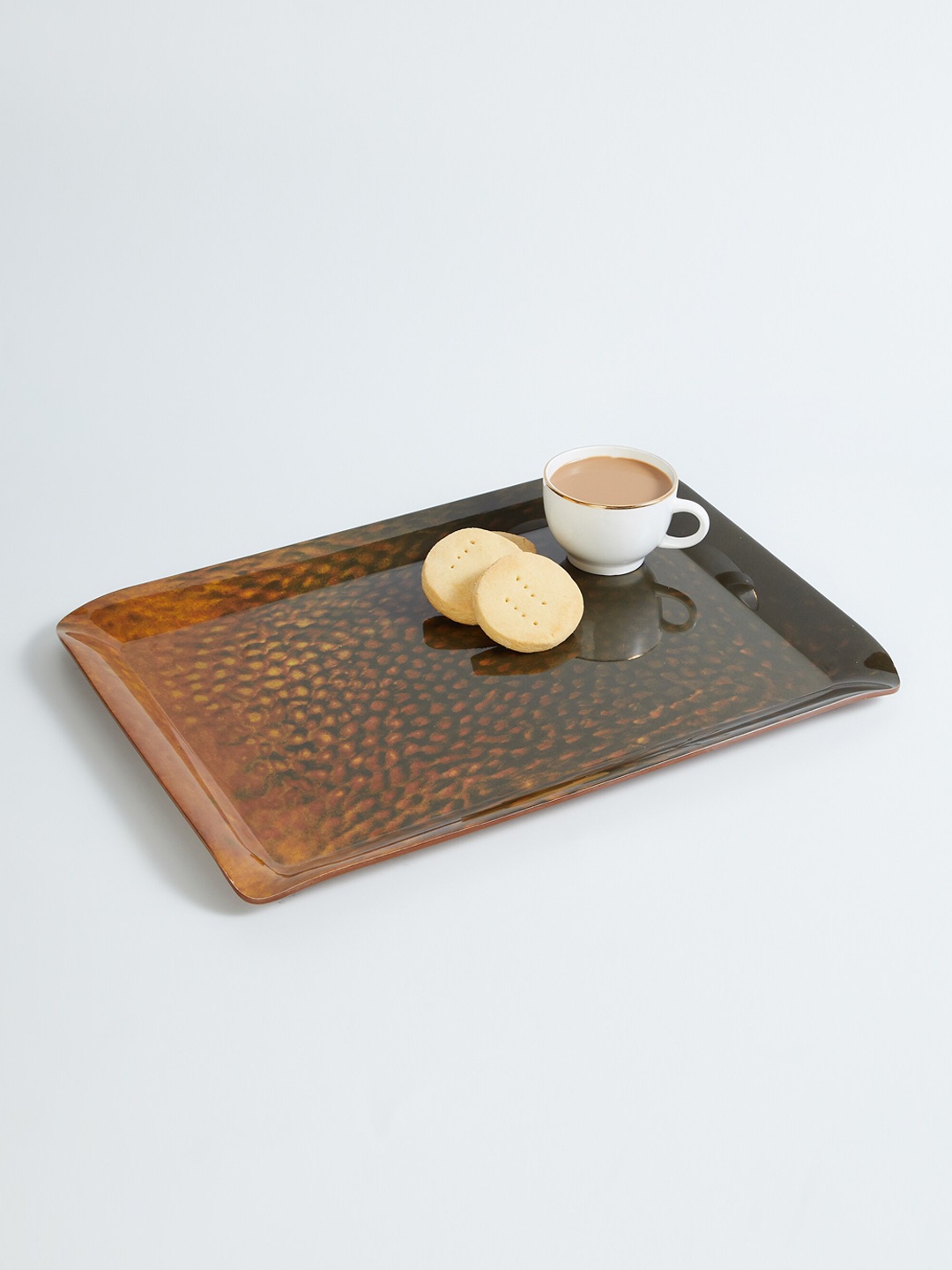 

Home Centre Brown Printed Rectangular Melamine Serving Tray