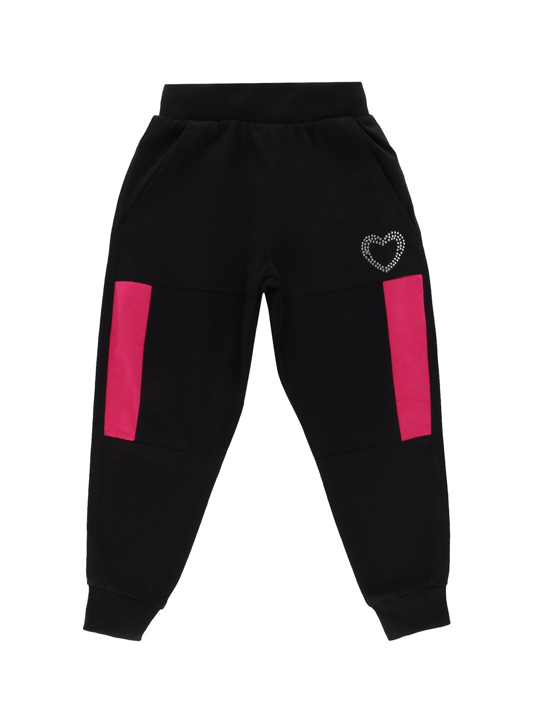 

DYCA Girls Black & Pink Solid Cotton Joggers