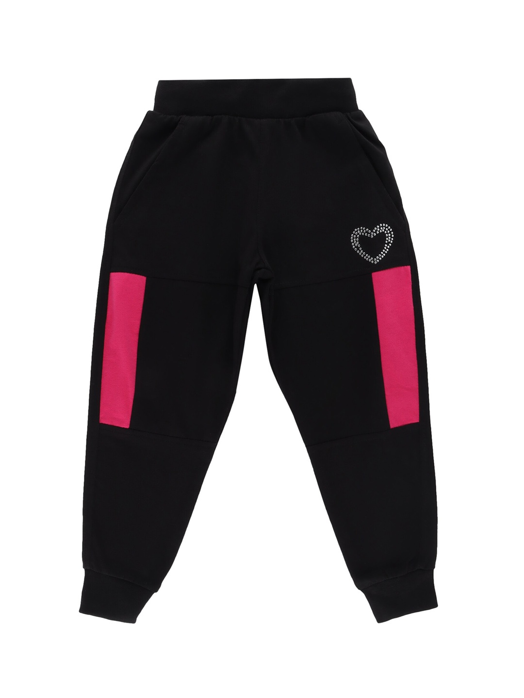 

DYCA Girls Black & Pink Solid Cotton Joggers