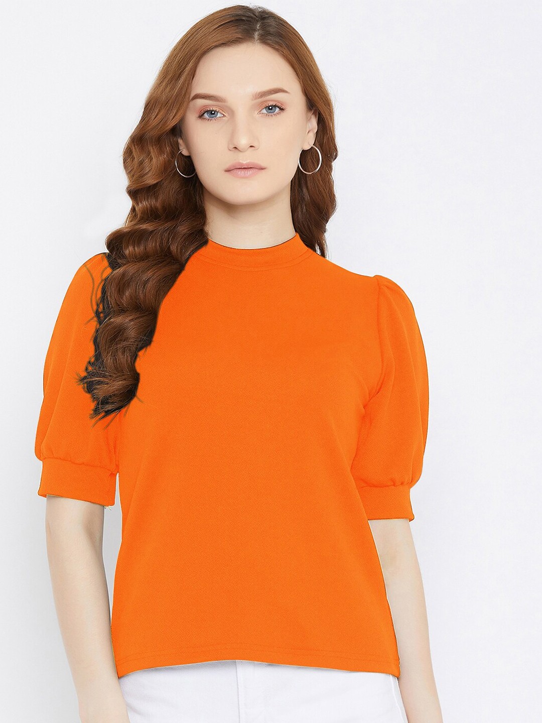 

Uptownie Lite Women Stretchable High Neck Top, Orange