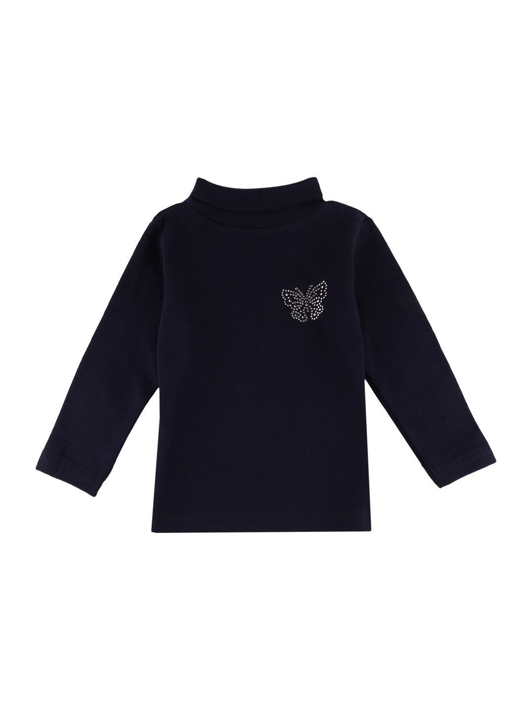 

Bodycare Kids Girls Navy Blue Solid High Neck T-shirt