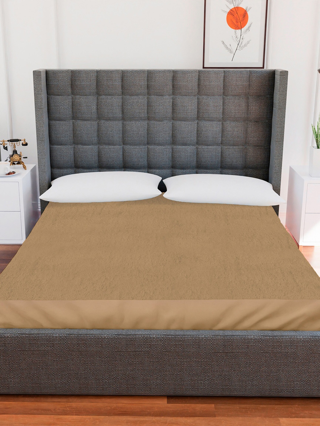 

AVI Beige Solid King Size Waterproof Mattress Protector