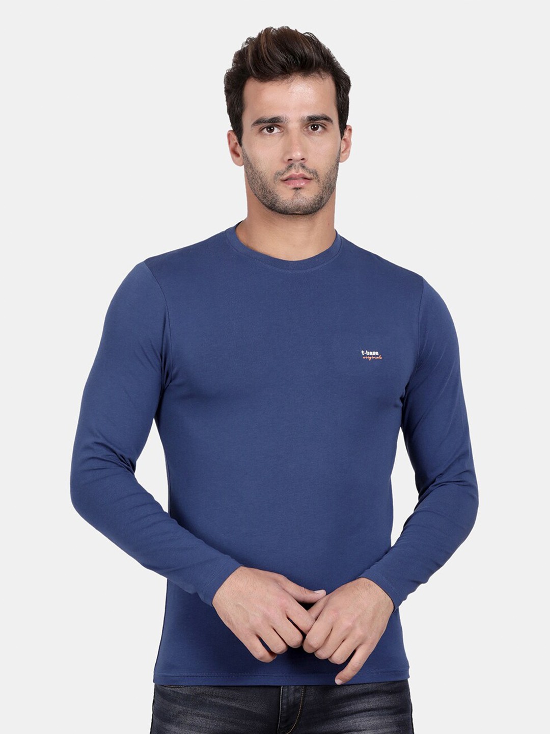 

t-base Men Blue Cotton T-shirt