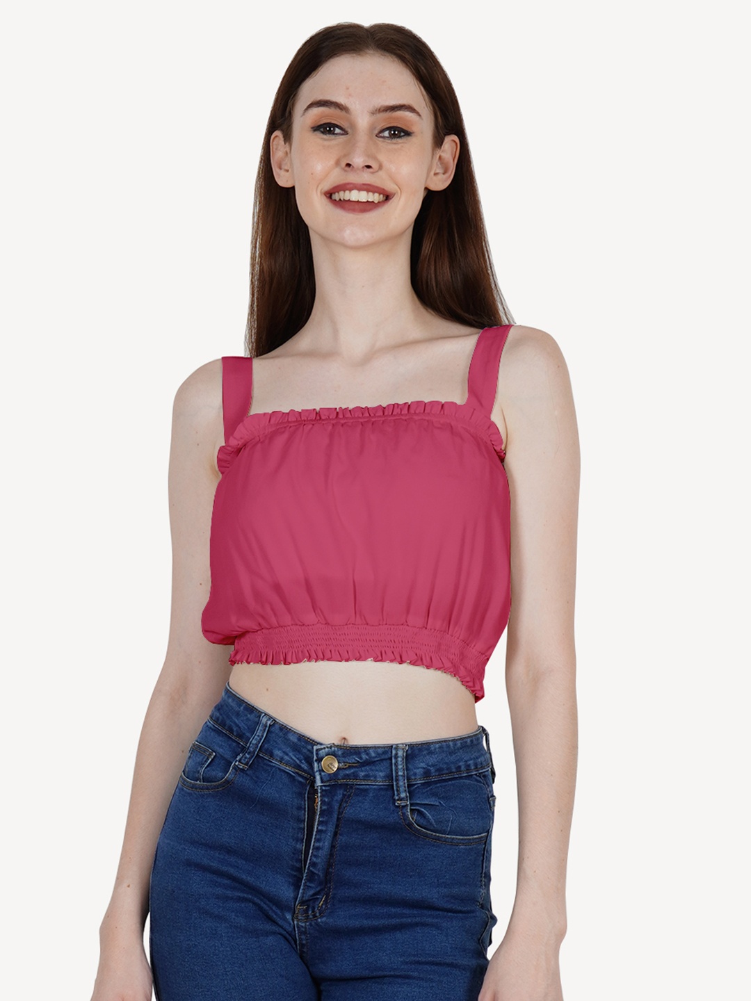 

DressBerry Pink Crepe Crop Top