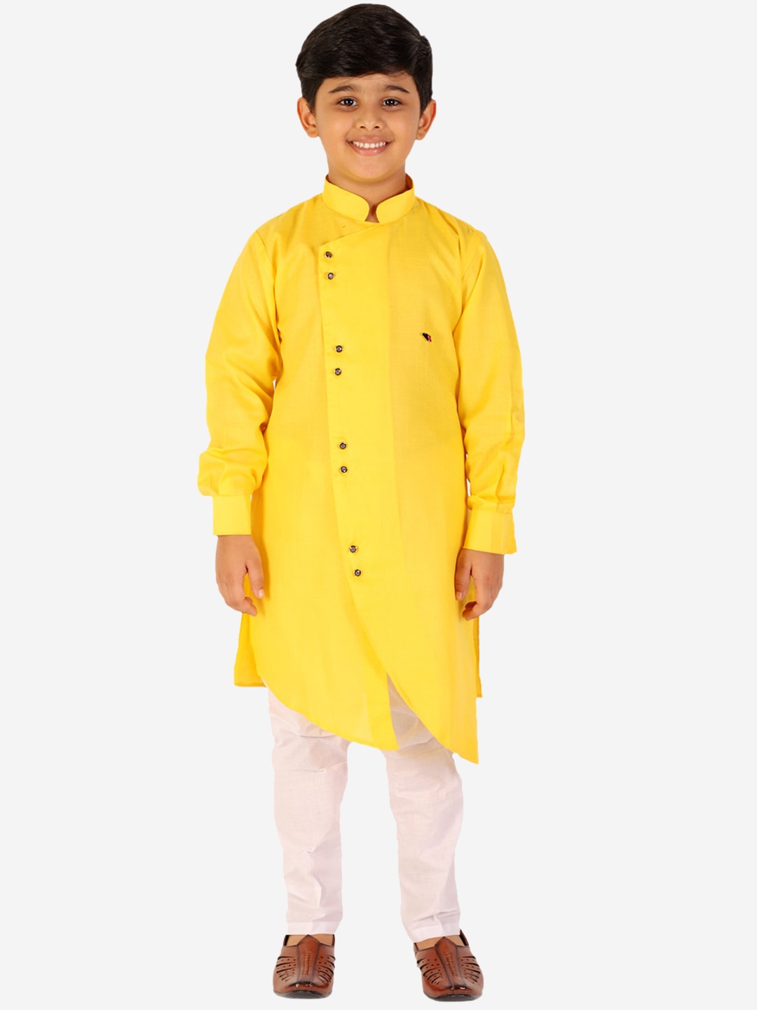 

Pro-Ethic STYLE DEVELOPER Boys Yellow & White Kurta Pyjama Set