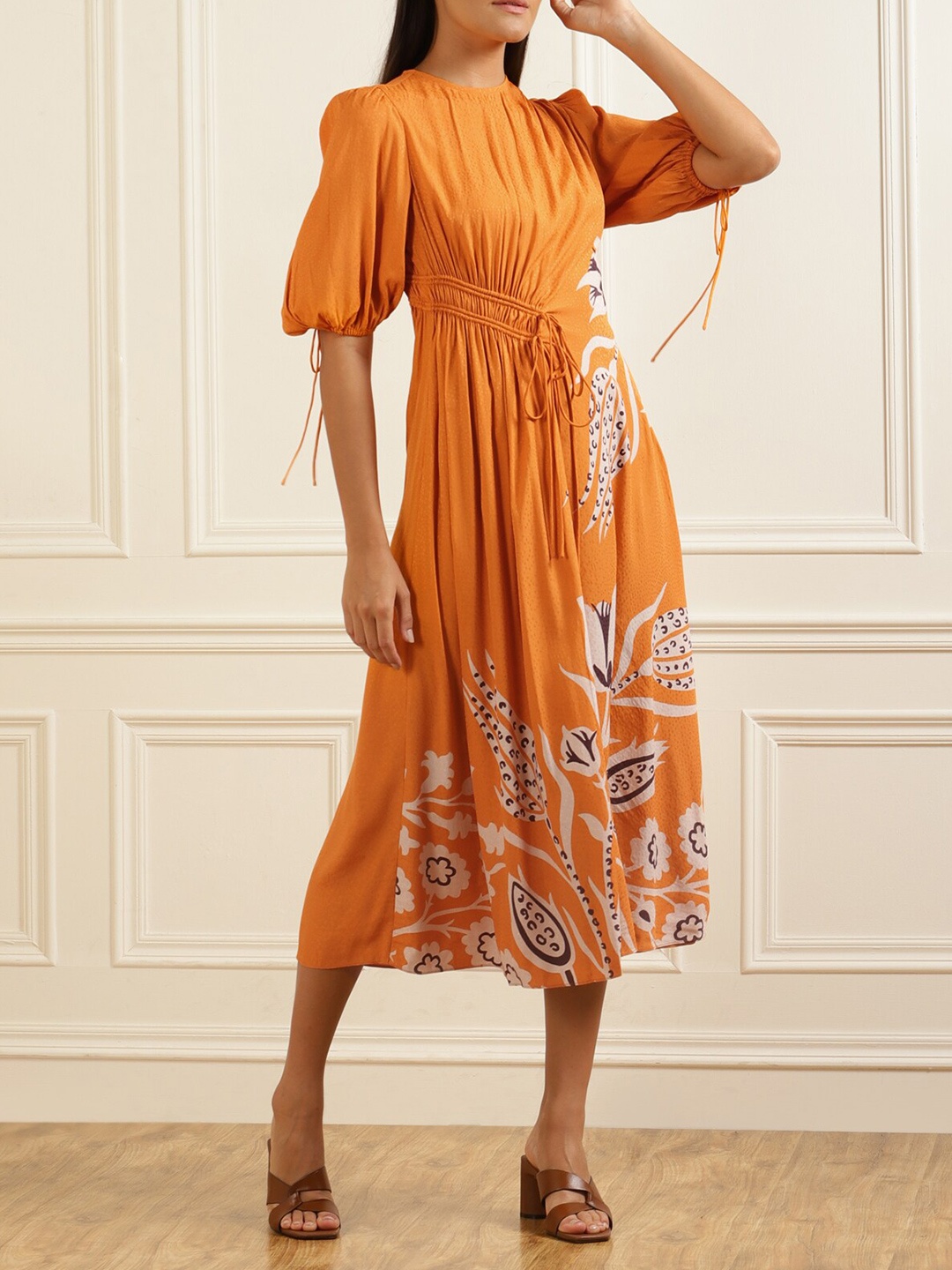 

Ted Baker Orange Floral Midi Dress