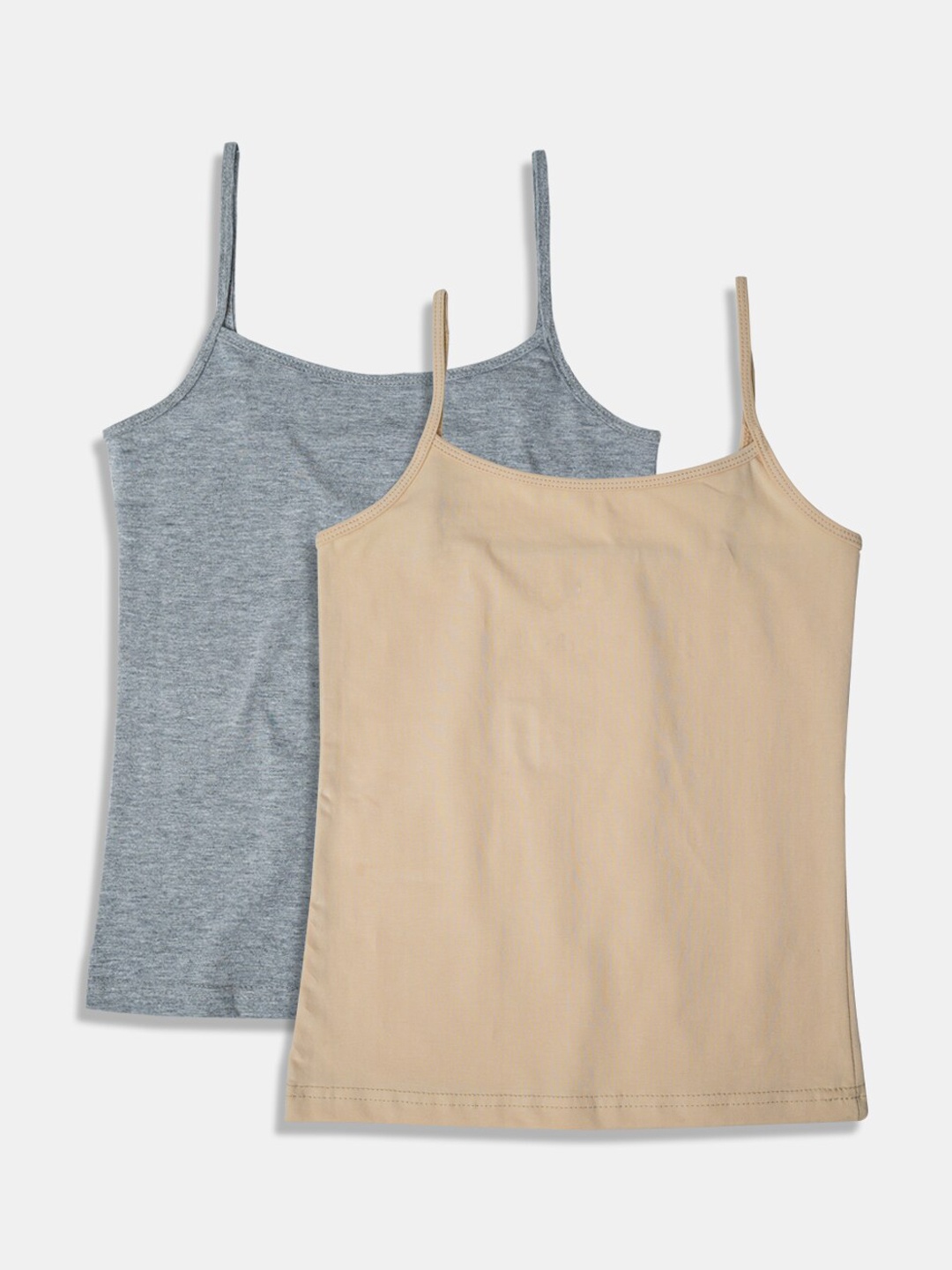

Punkster Girls Pack of 2 Grey & beige Solid Camisoles