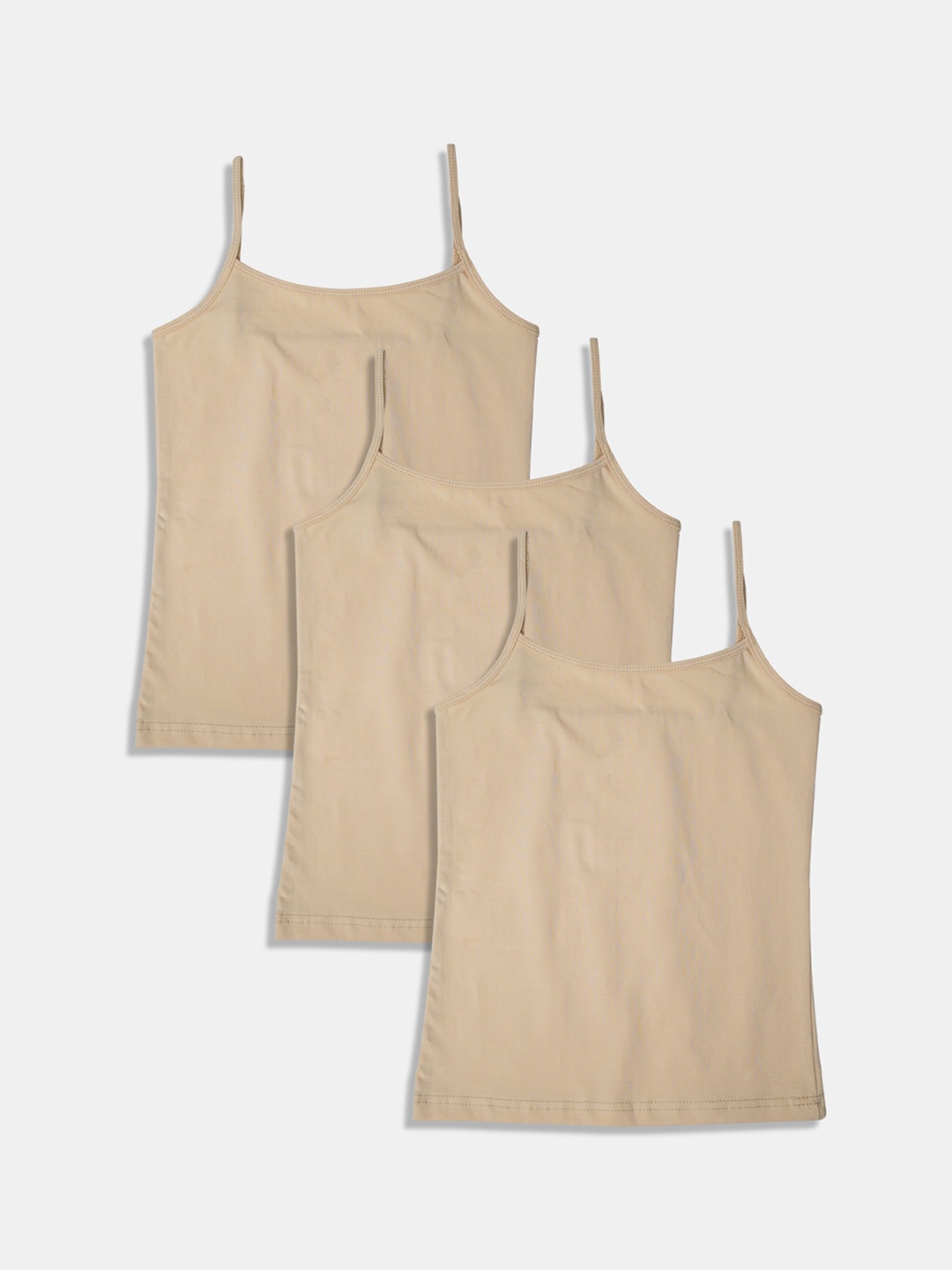 

Punkster Girls Pack Of 3 Nude Coloured Solid adjustable shoulder straps Camisoles