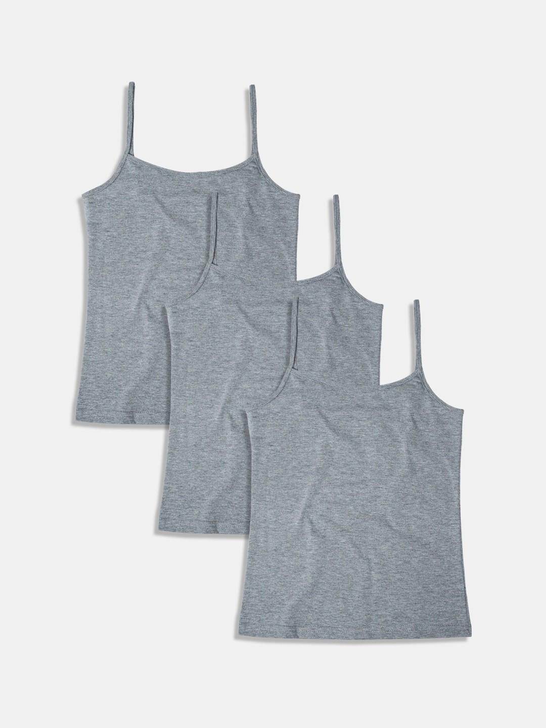 

Punkster Girls Pack Of 3 Grey Melange Solid Camisoles