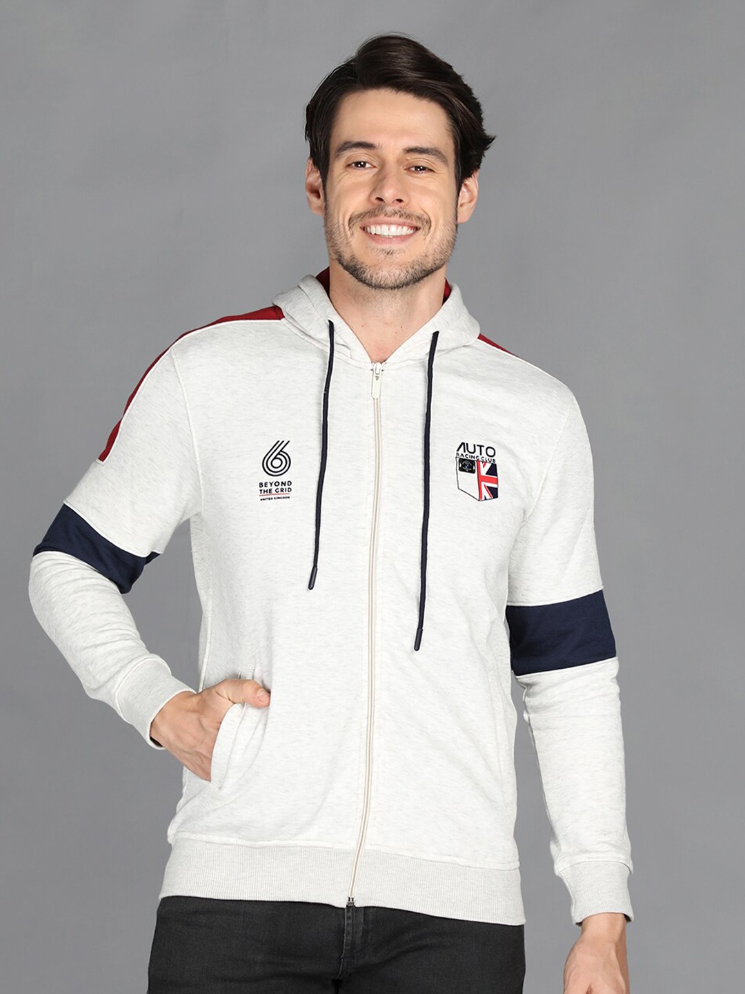 

PROTEX Men Grey Hooded Sweatshirt