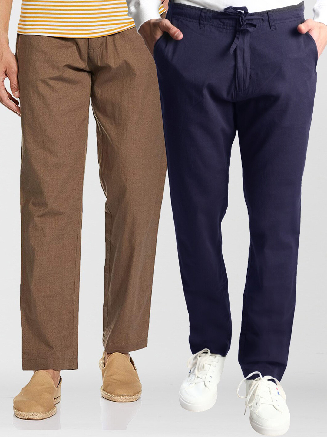 

Dream of Glory Inc Men Assorted Pack Of 2 Relaxed Straight Leg Chinos Trousers