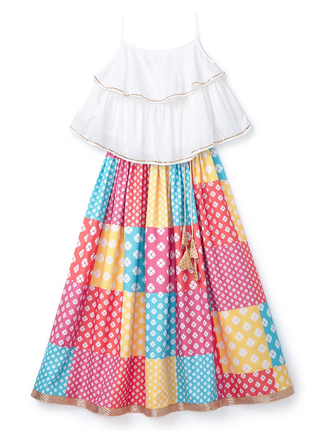 

YK Girls Multicoloured Ready to Wear Lehenga Choli, Multi