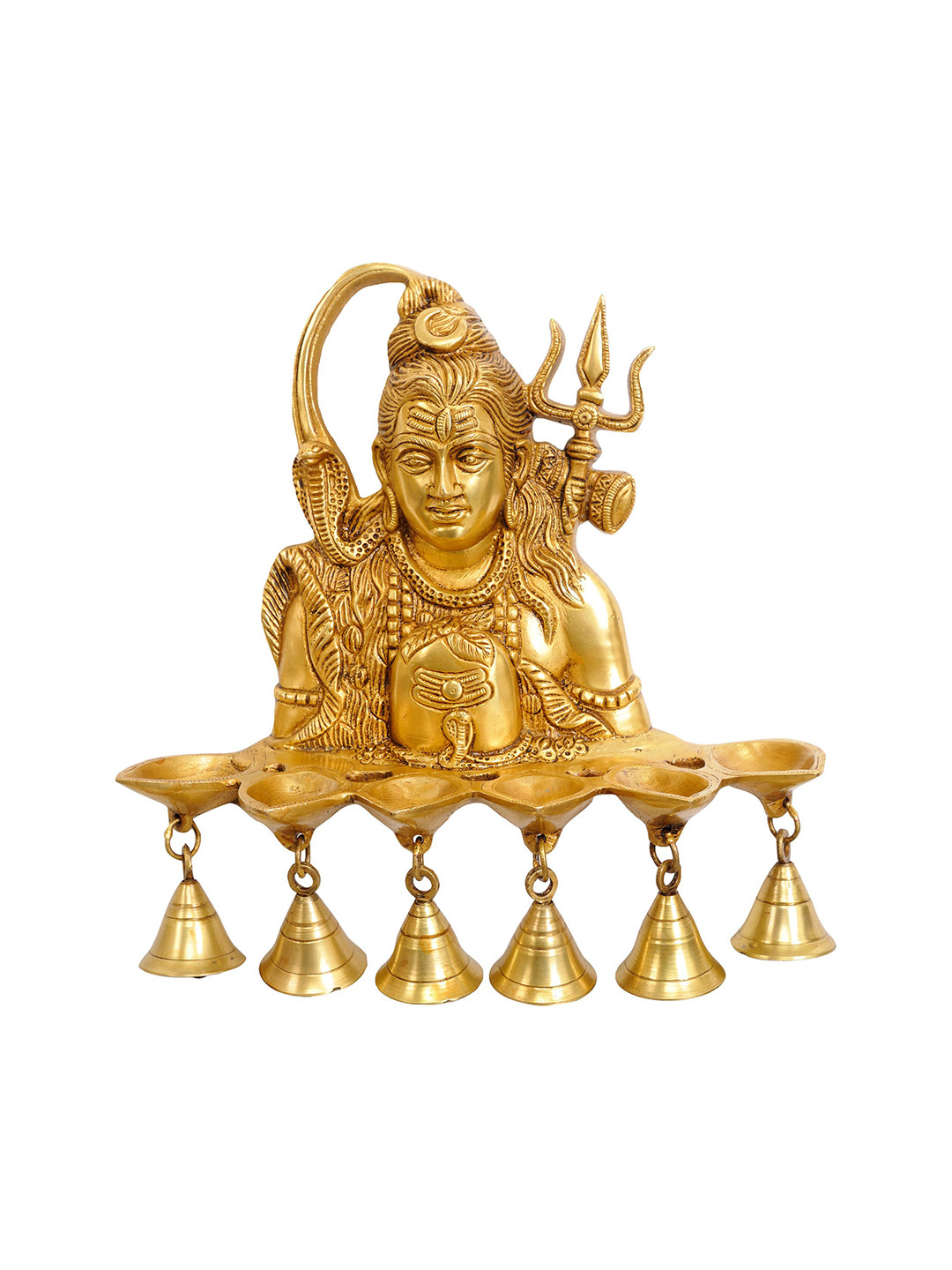 

Exotic India Gold-Toned Wall Hanging Shiva Lamp with Bells