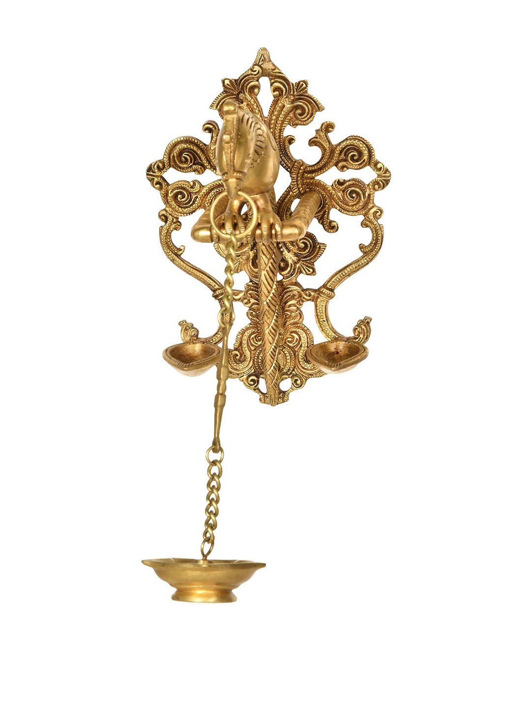 

Exotic India Gold-Toned Wall Mounted Parrot Wick Lamp