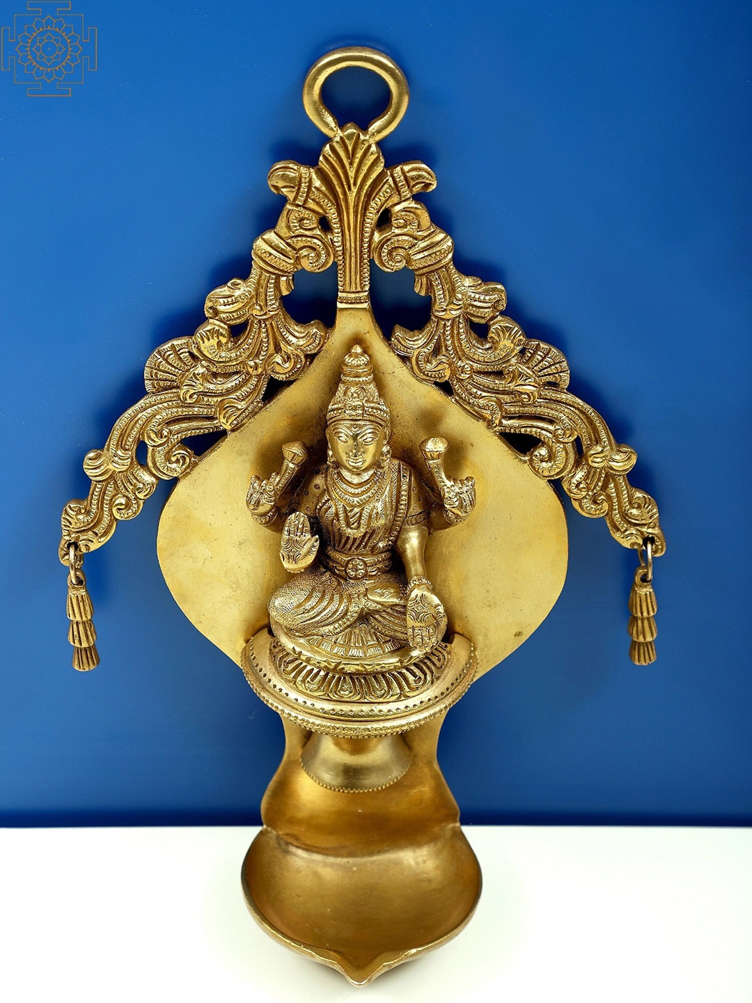 

Exotic India Gold-Toned Goddess Lakshmi Wall Hanging Lamp