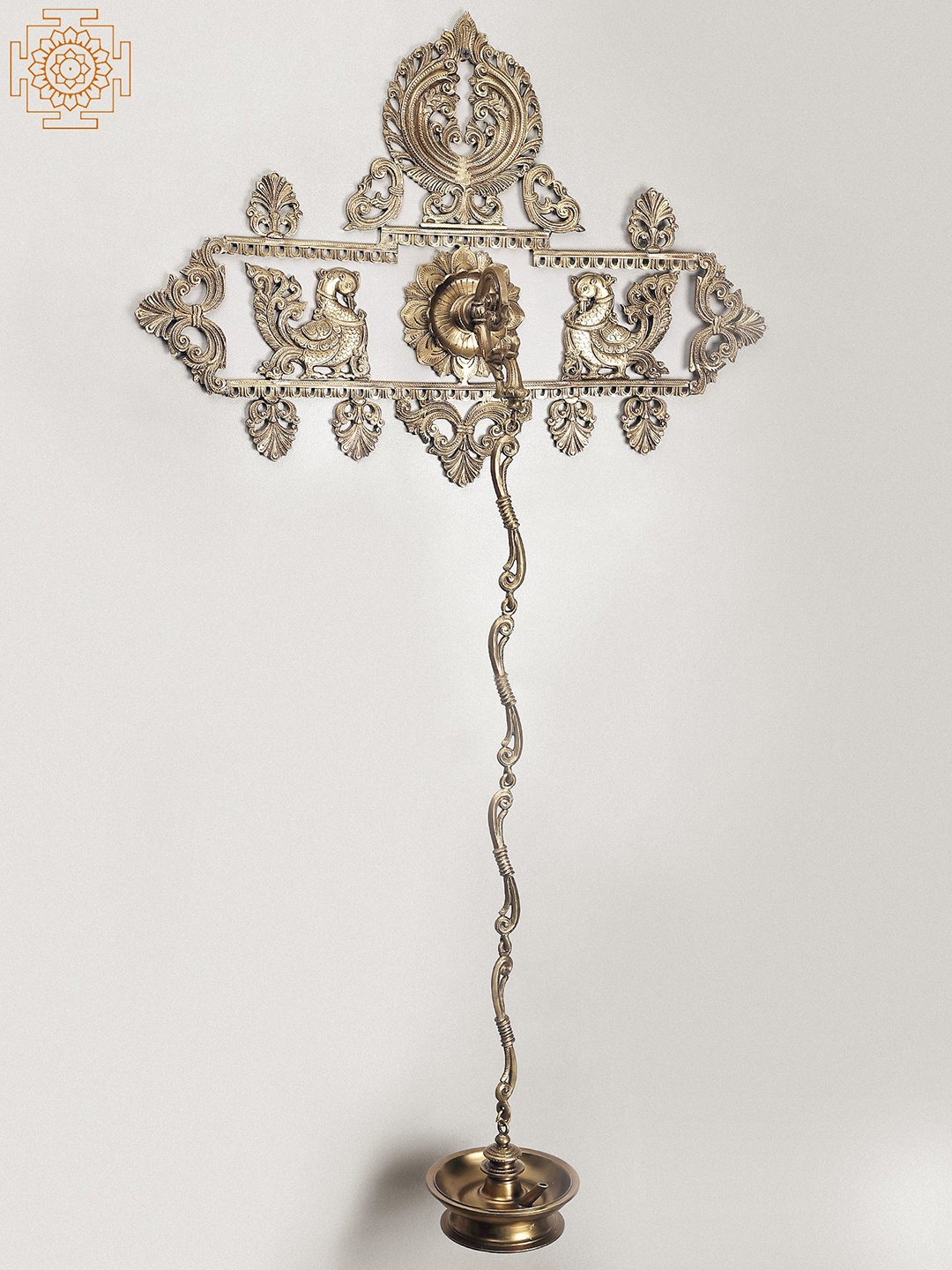 

Exotic India Bronze Peacock Design Diya Wall Hanging, Gold
