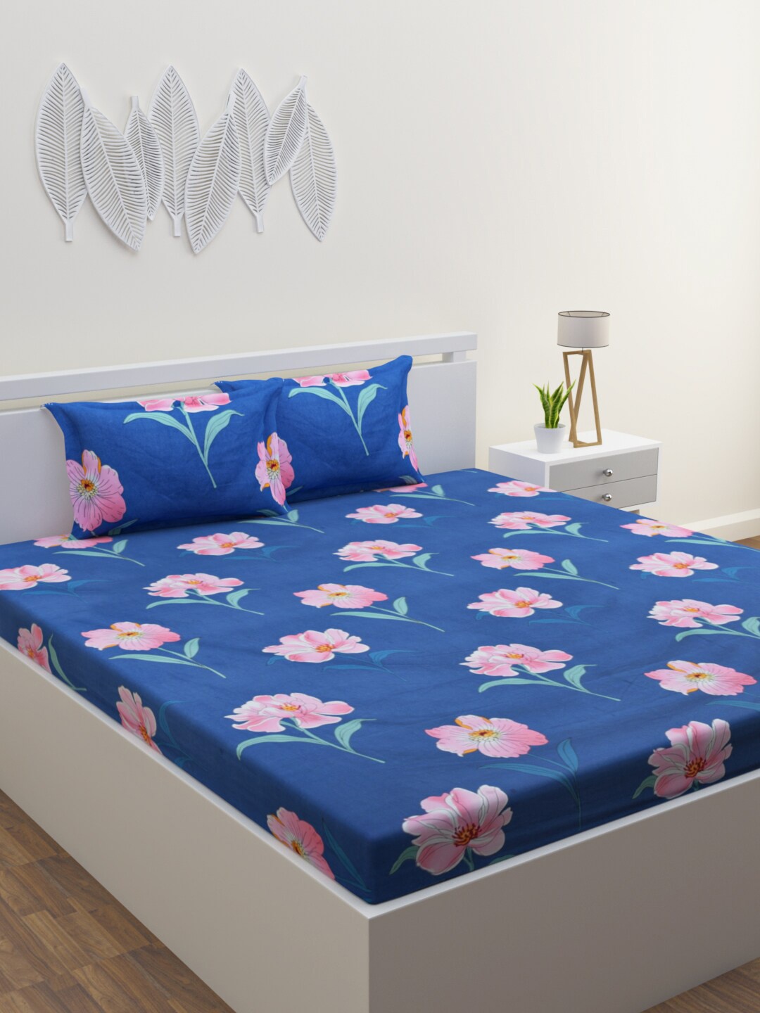 

HOME AFFAIRS Brown & Pink Floral 160 TC Queen Bedsheet with 2 Pillow Covers