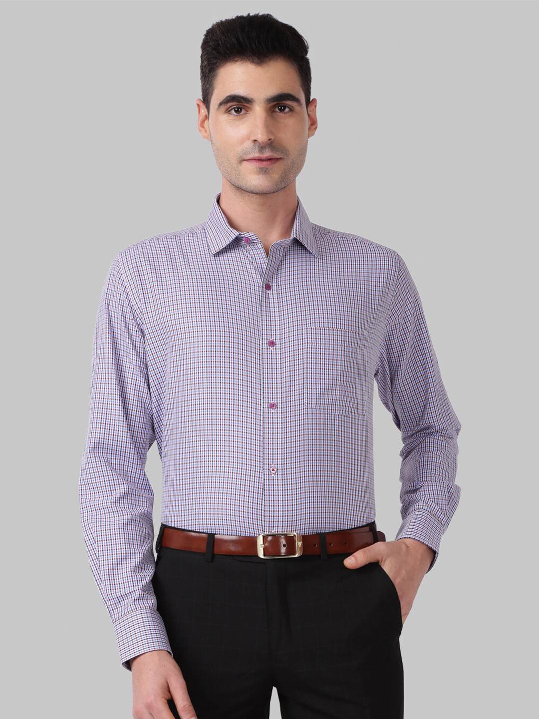 

Park Avenue Men Purple Checked Casual Shirt