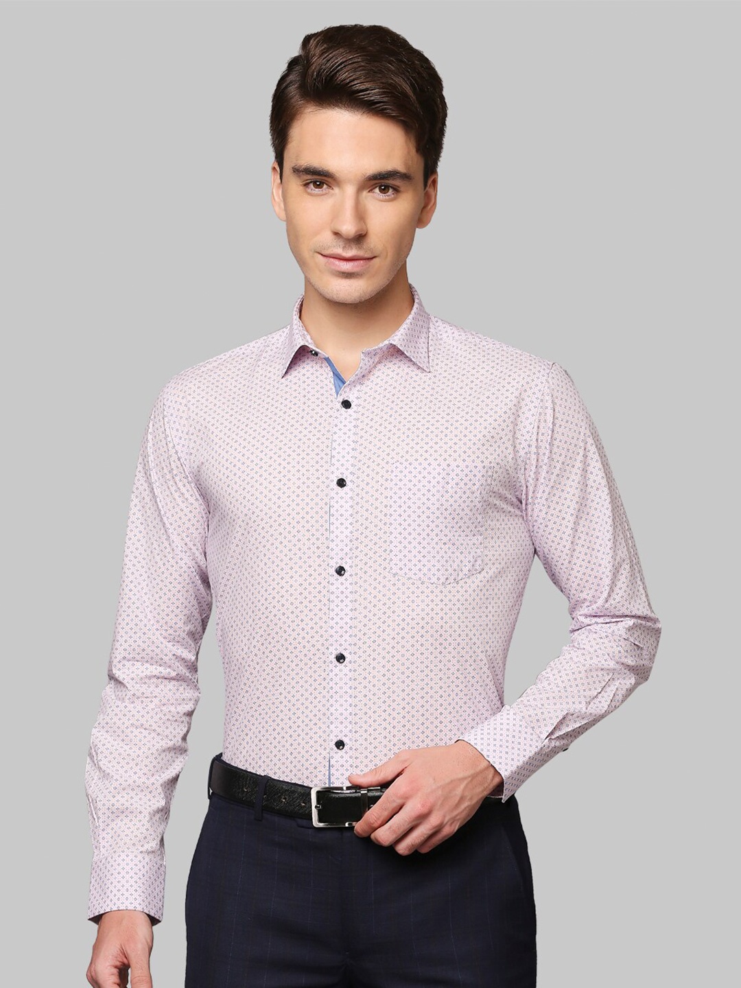 

Park Avenue Men Pink Slim Fit Printed Formal Shirt