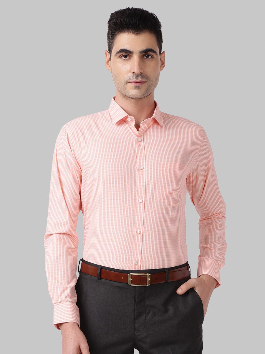 

Park Avenue Men Peach-Coloured Slim Fit Casual Shirt
