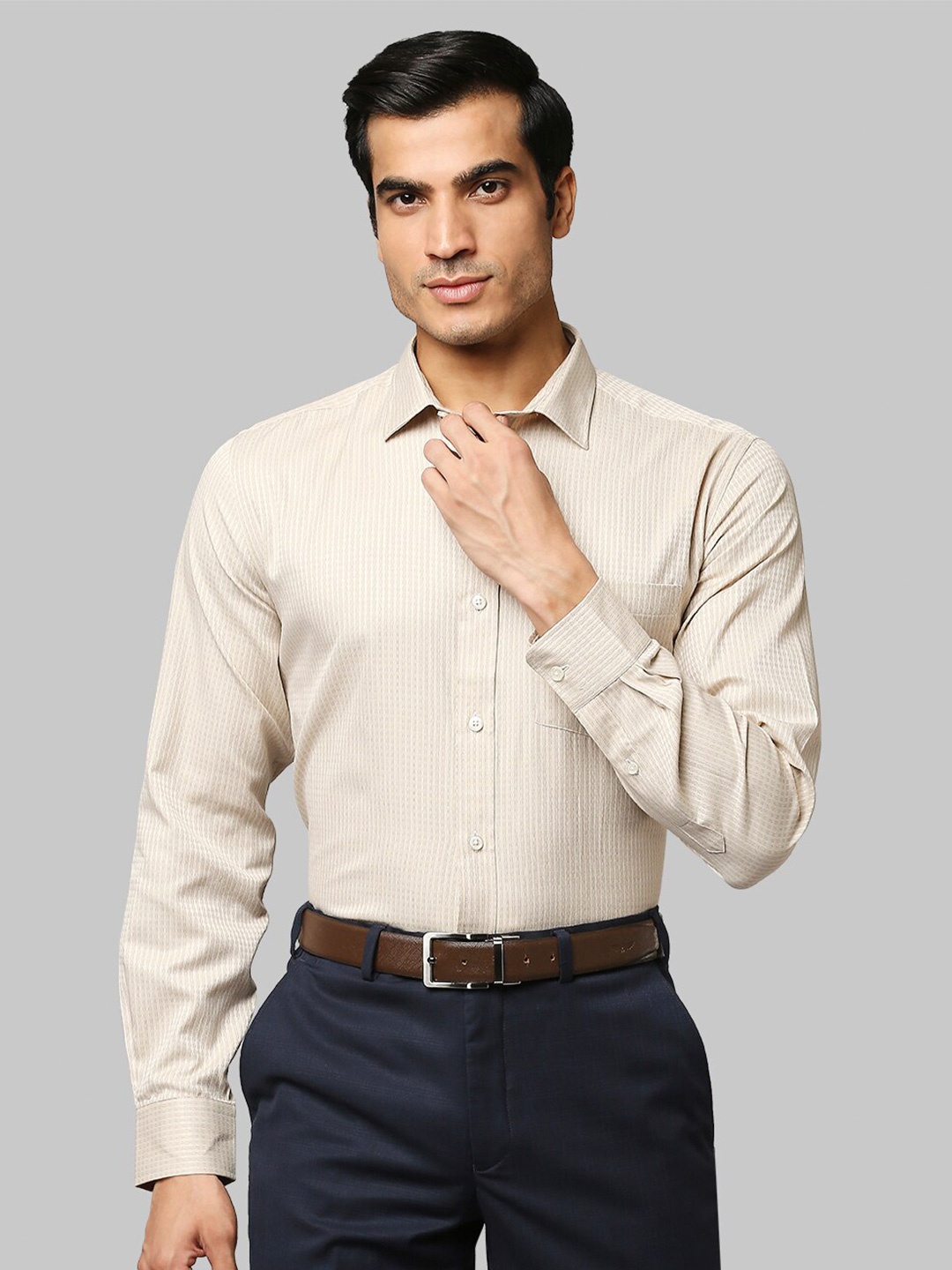 

Park Avenue Men Beige Formal Cotton Shirt
