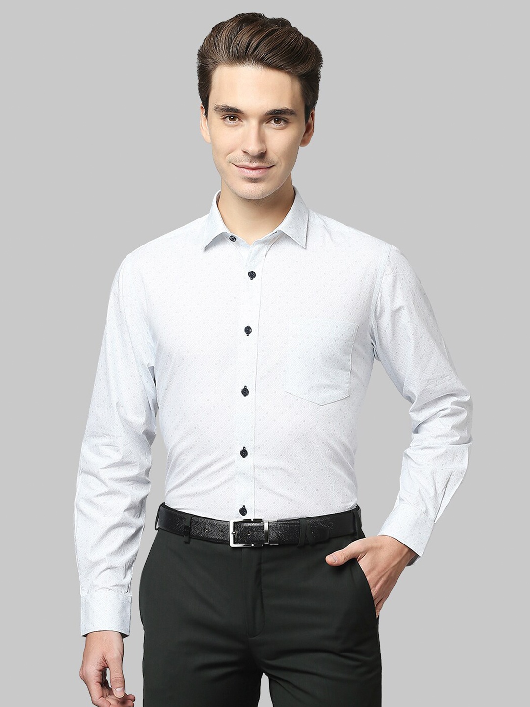 

Park Avenue Men Grey Printed Formal Shirt