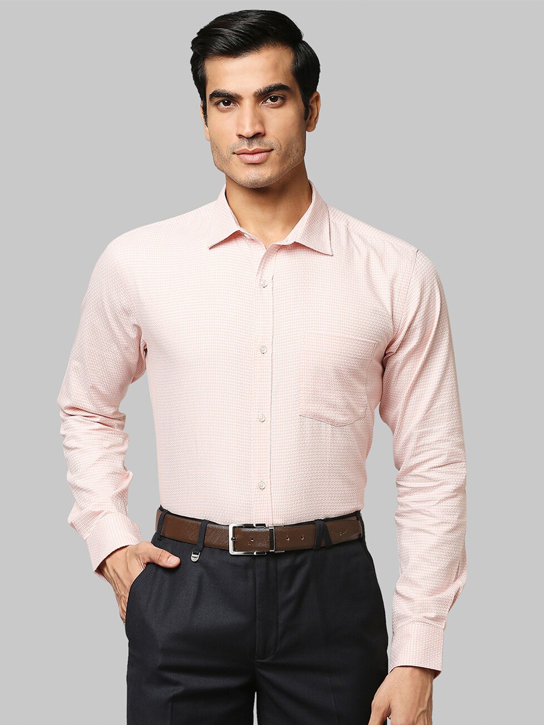 

Park Avenue Men Orange Slim Fit Self Design Formal Shirt