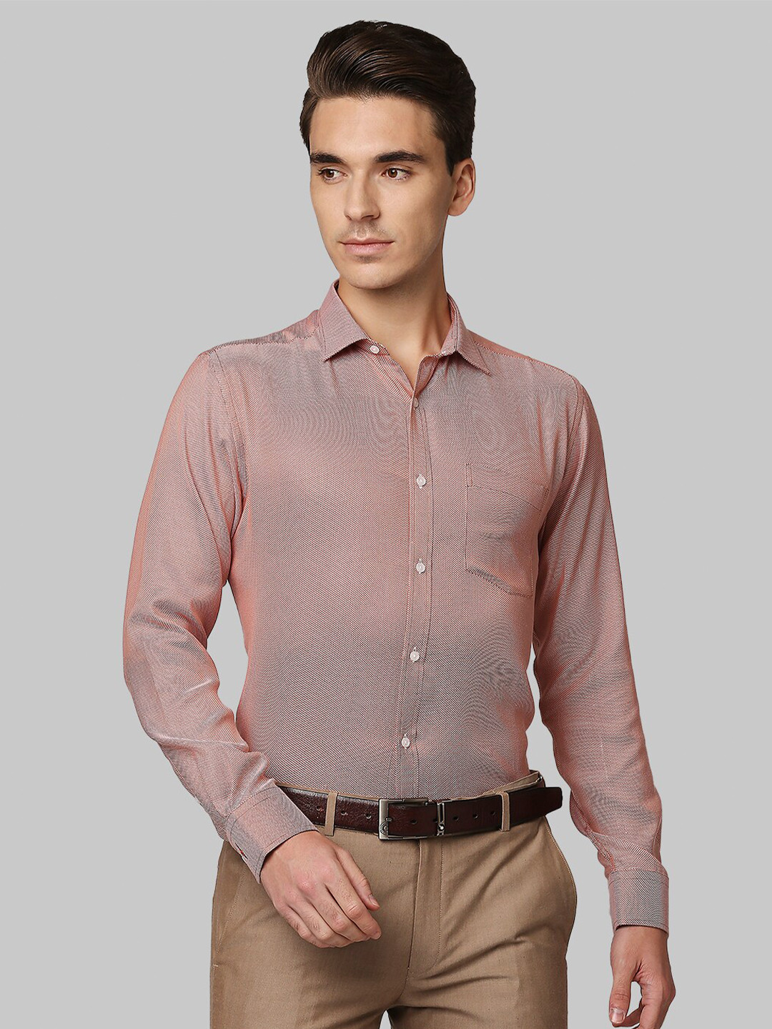 

Park Avenue Men Red Slim Fit Textured Casual Shirt